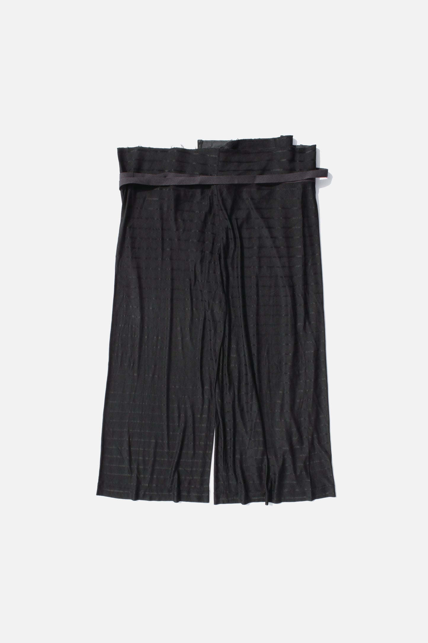 Y's ACETATE STRIPED WRAP PANTS BLACK