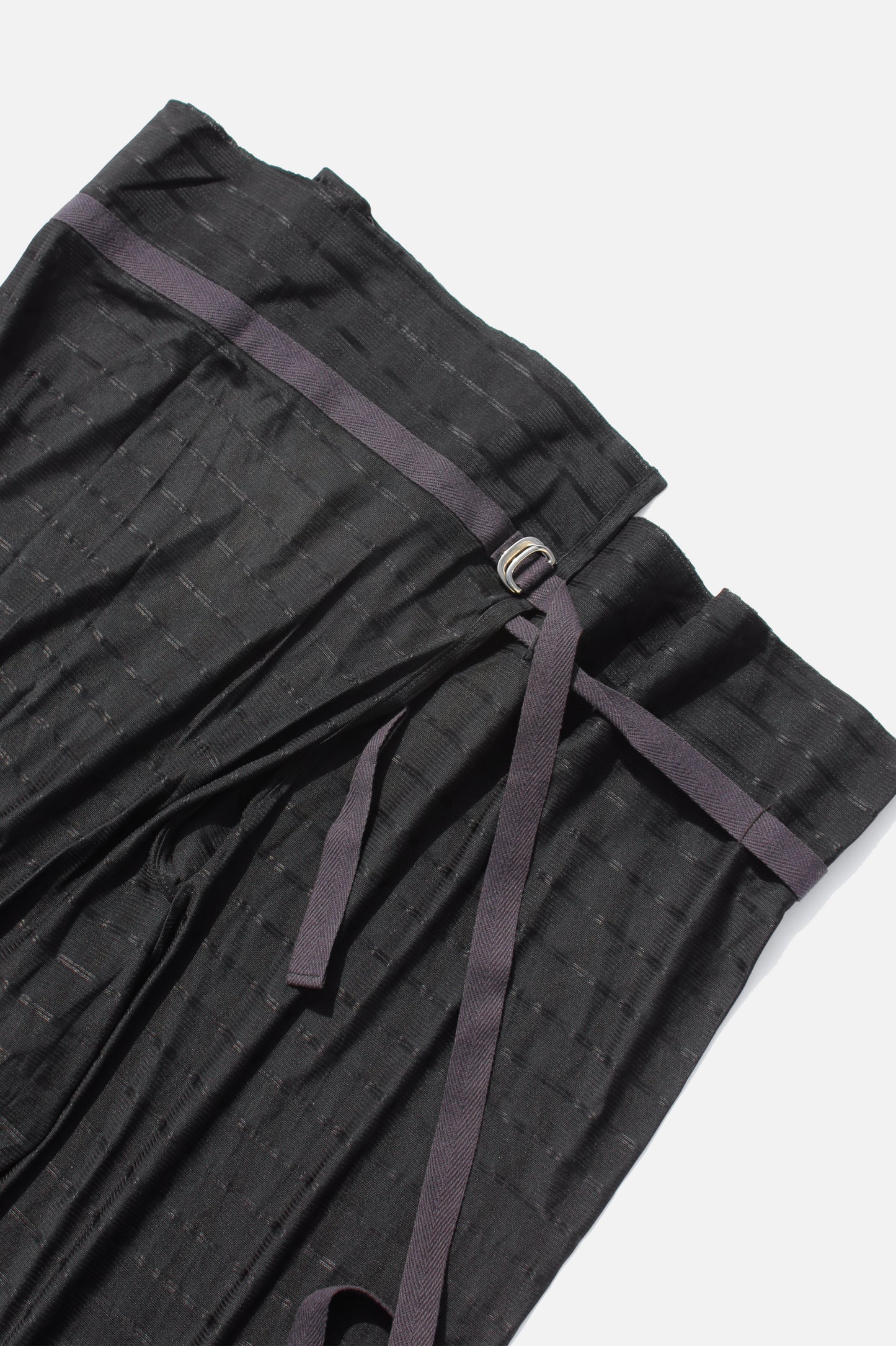 Y's ACETATE STRIPED WRAP PANTS BLACK