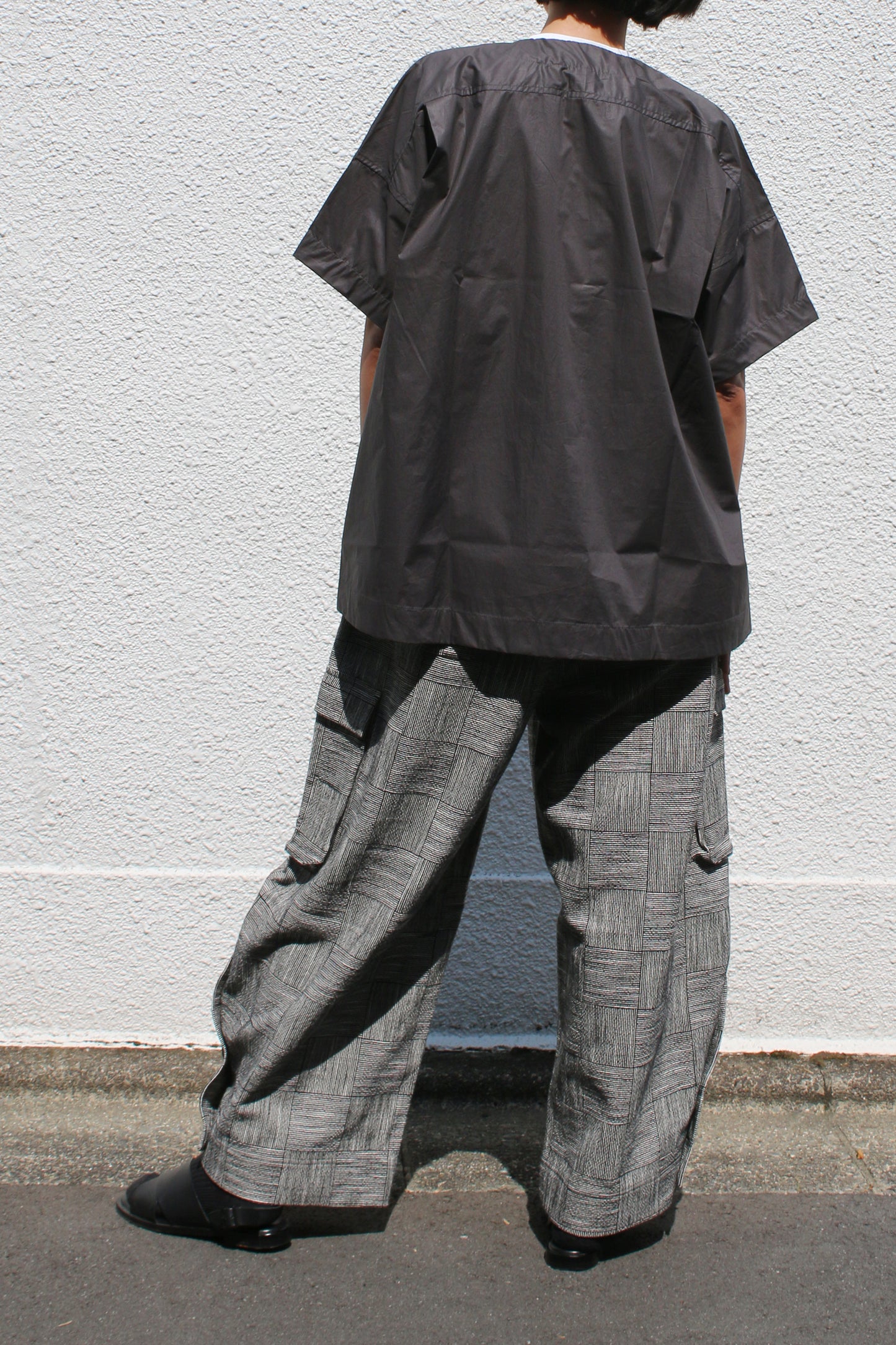 O PROJECT COATED TYPEWRITER WOVEN TEE - DARK GREY
