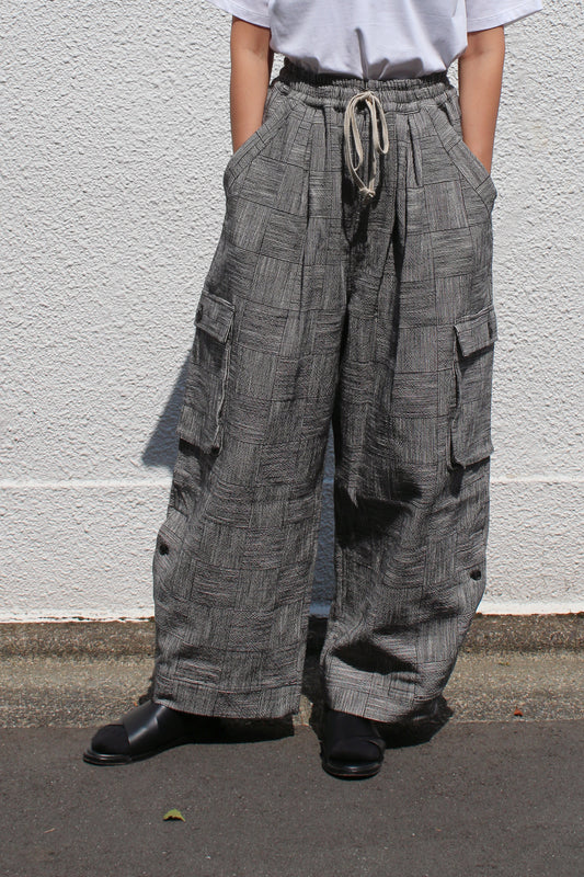O PROJECT BLOCK STRIPE CLOTH EASY CARGO PANTS