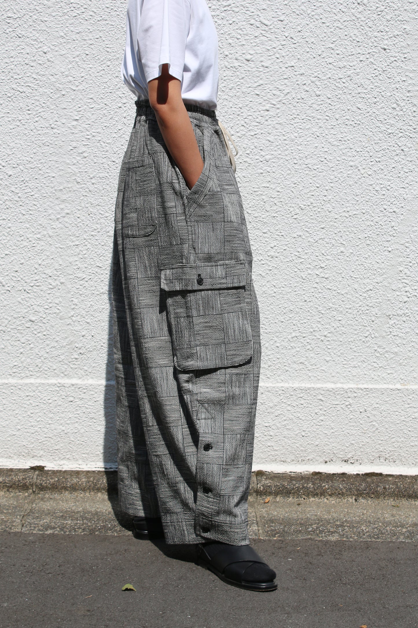 O PROJECT BLOCK STRIPE CLOTH EASY CARGO PANTS