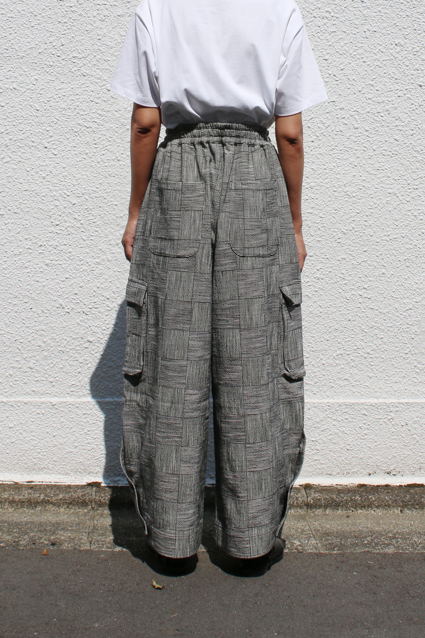 O PROJECT BLOCK STRIPE CLOTH EASY CARGO PANTS