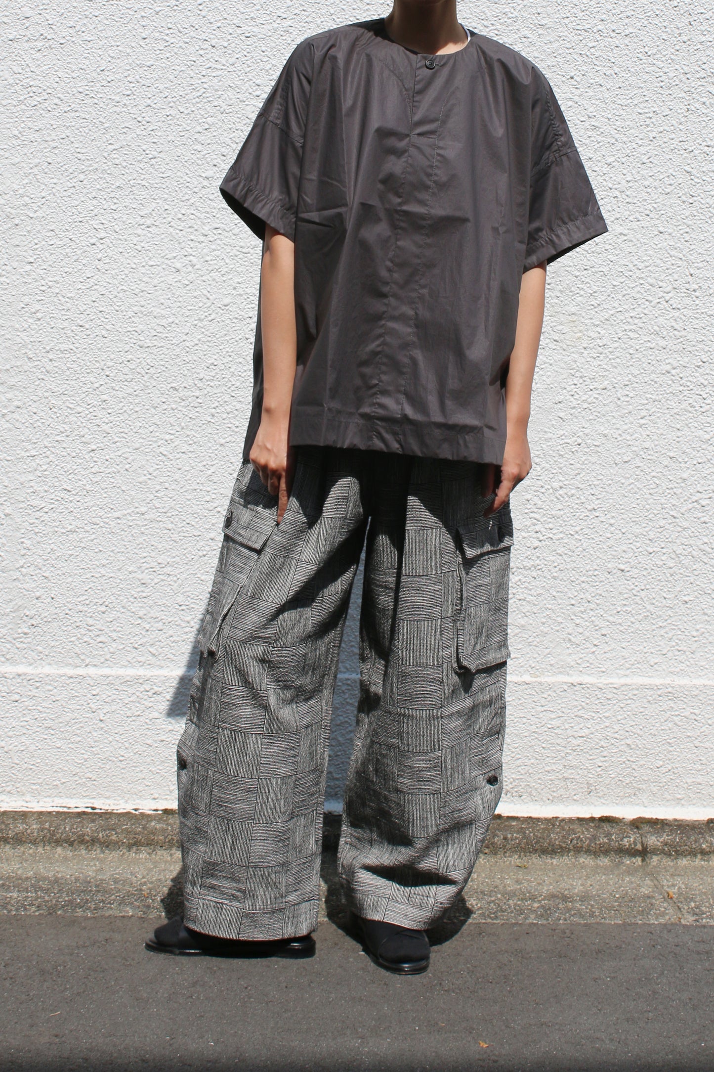 O PROJECT BLOCK STRIPE CLOTH EASY CARGO PANTS