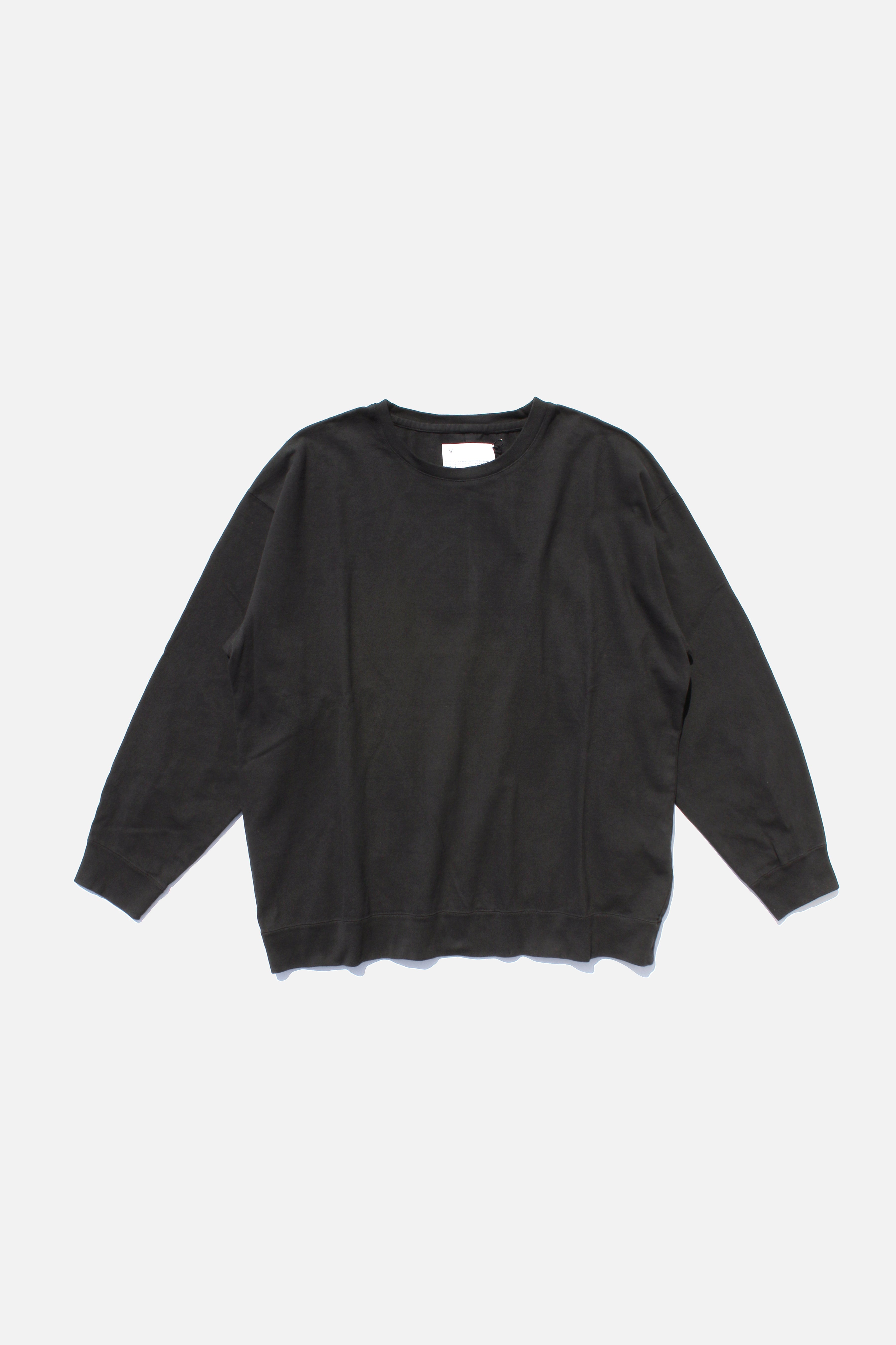 VOAAOV HEAVY JERSEY GARMENT DYE CREW NECK PULLOVER - BLACK