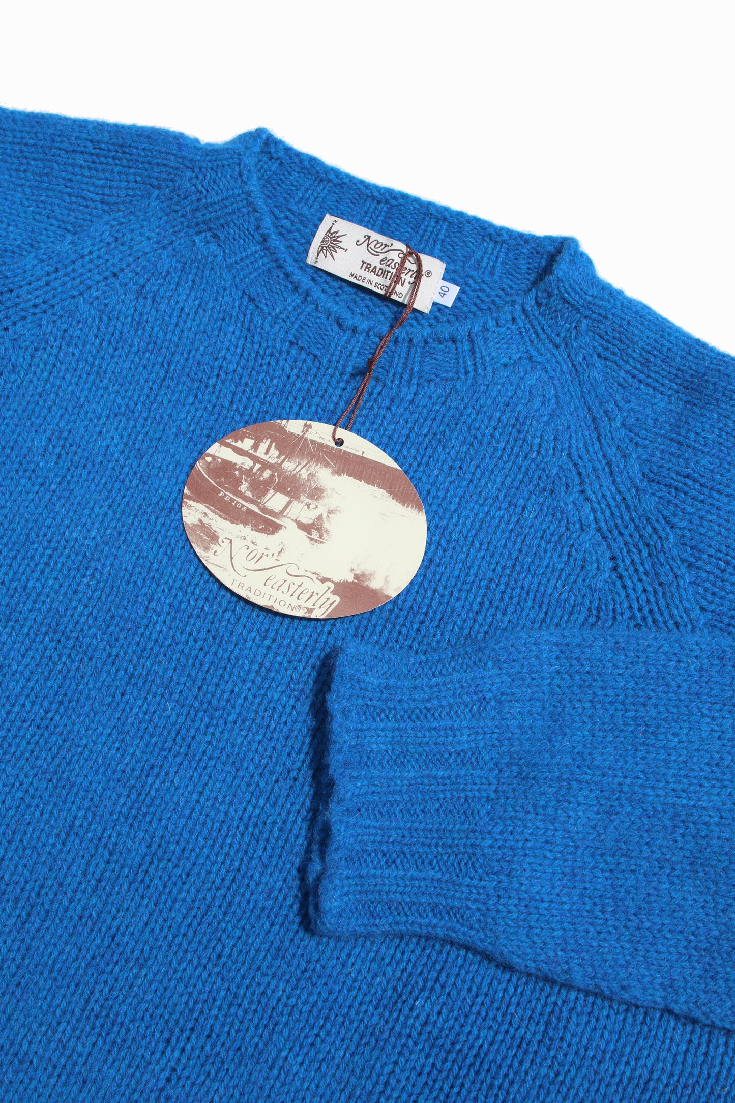 NOR’EASTERLY SCOTLAND II 2PLY RAGLAN CREW KNIT - NEW BRIGHT BLUE