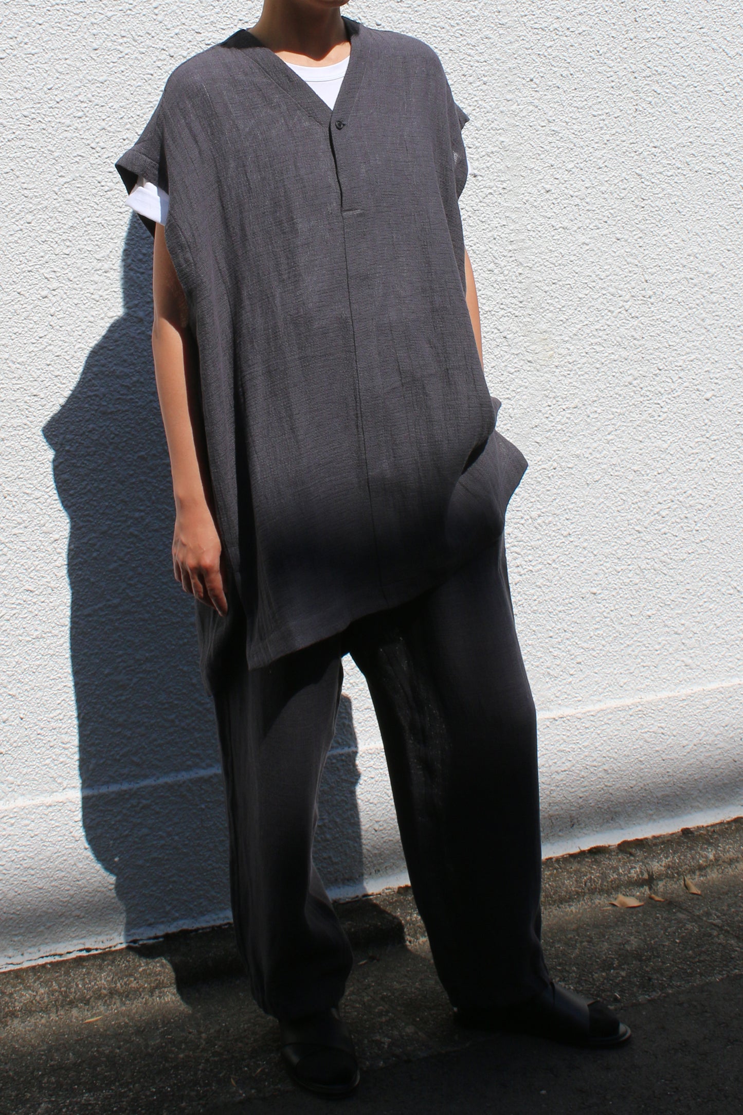 O PROJECT PANAMA MESH CLOTH TUNIC - ANTHRACITE