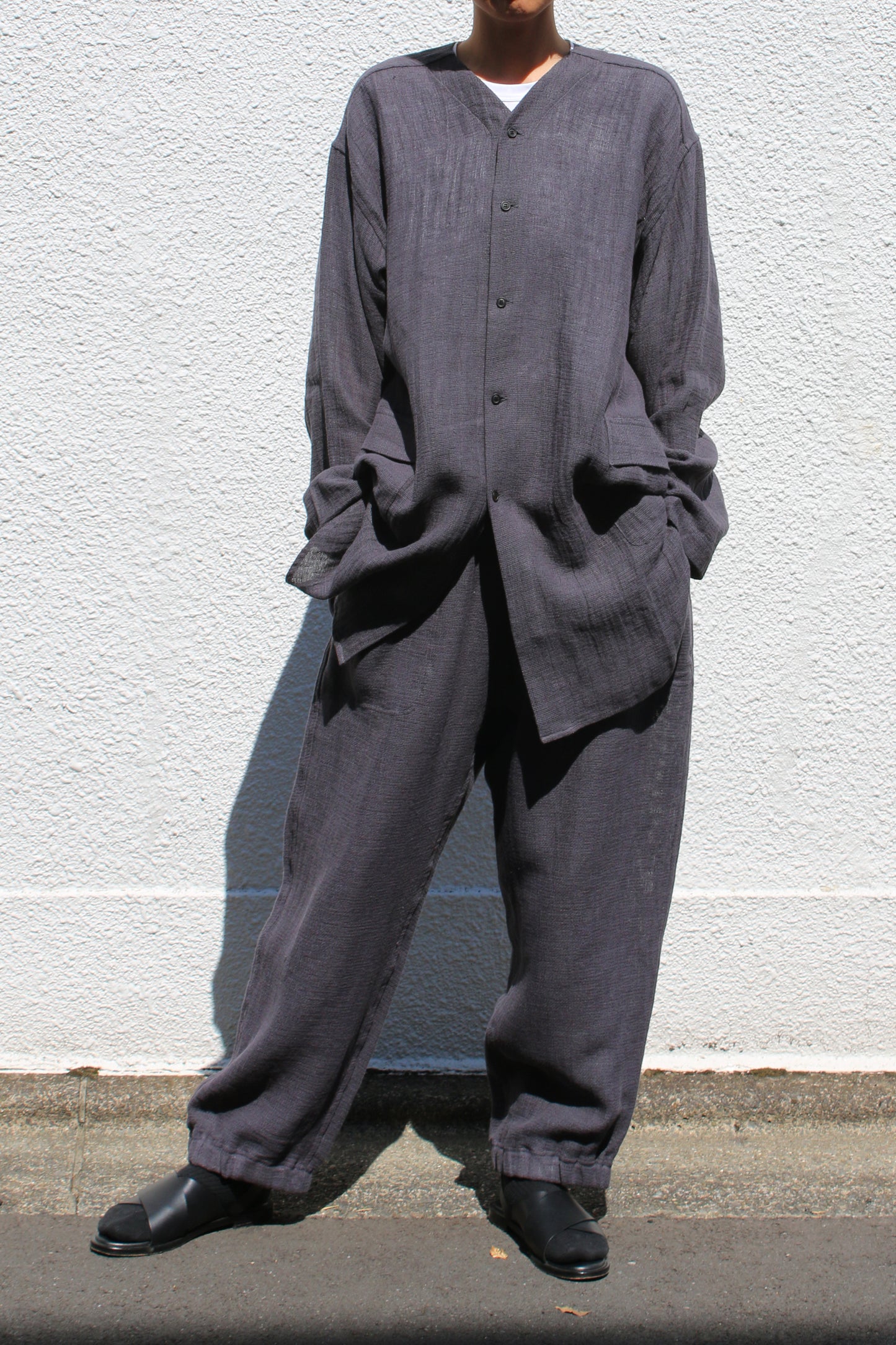 O PROJECT PANAMA MESH CLOTH LONG SHIRT - ANTHRACITE