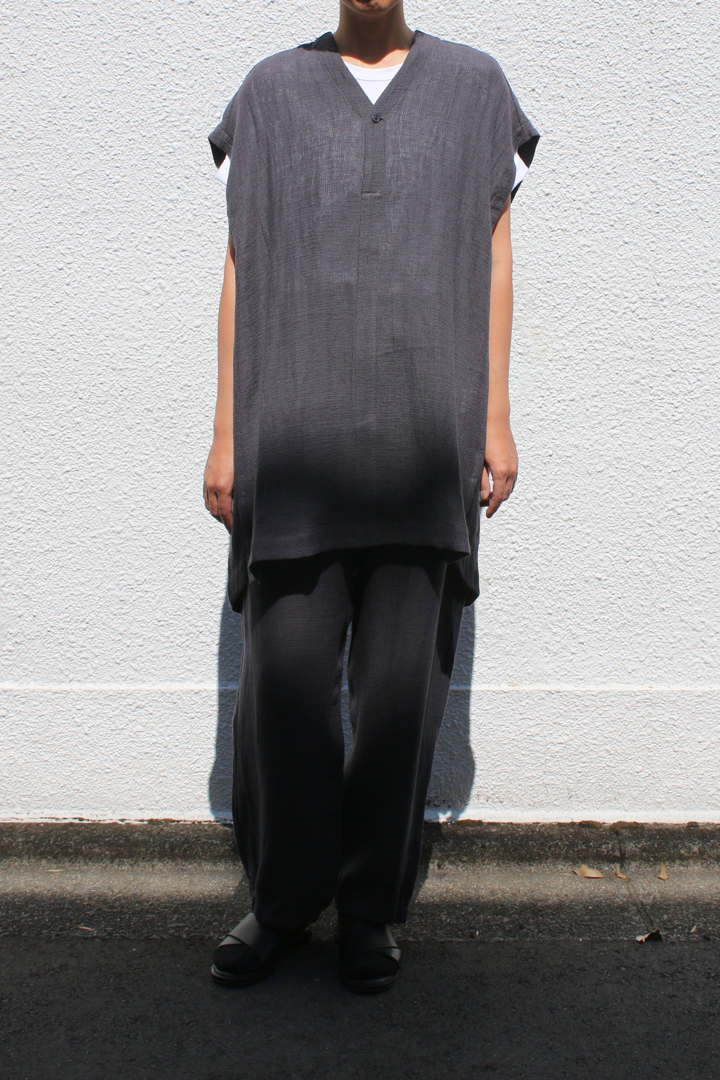 O PROJECT PANAMA MESH CLOTH TUNIC - ANTHRACITE