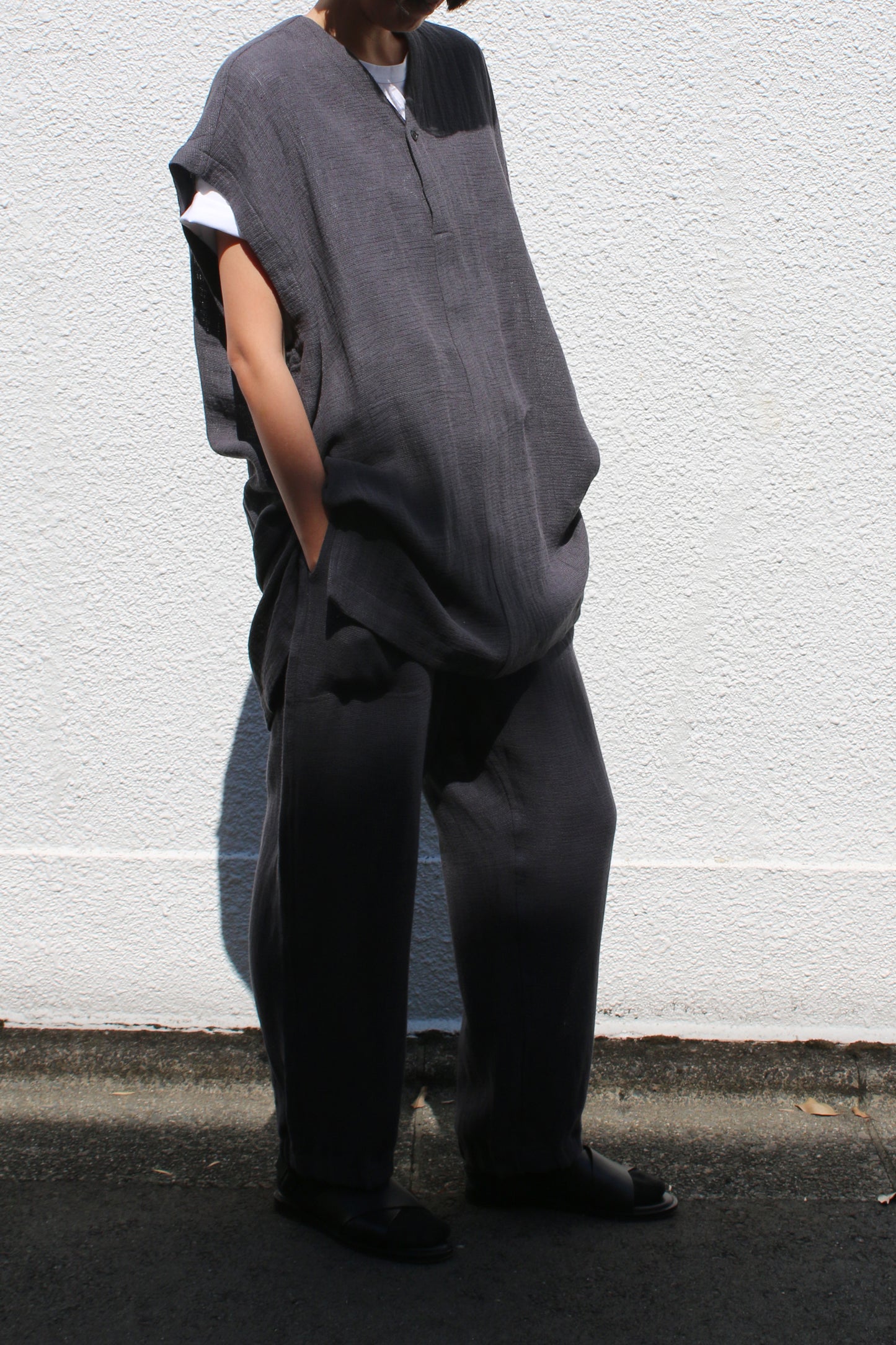 O PROJECT PANAMA MESH CLOTH TUNIC - ANTHRACITE