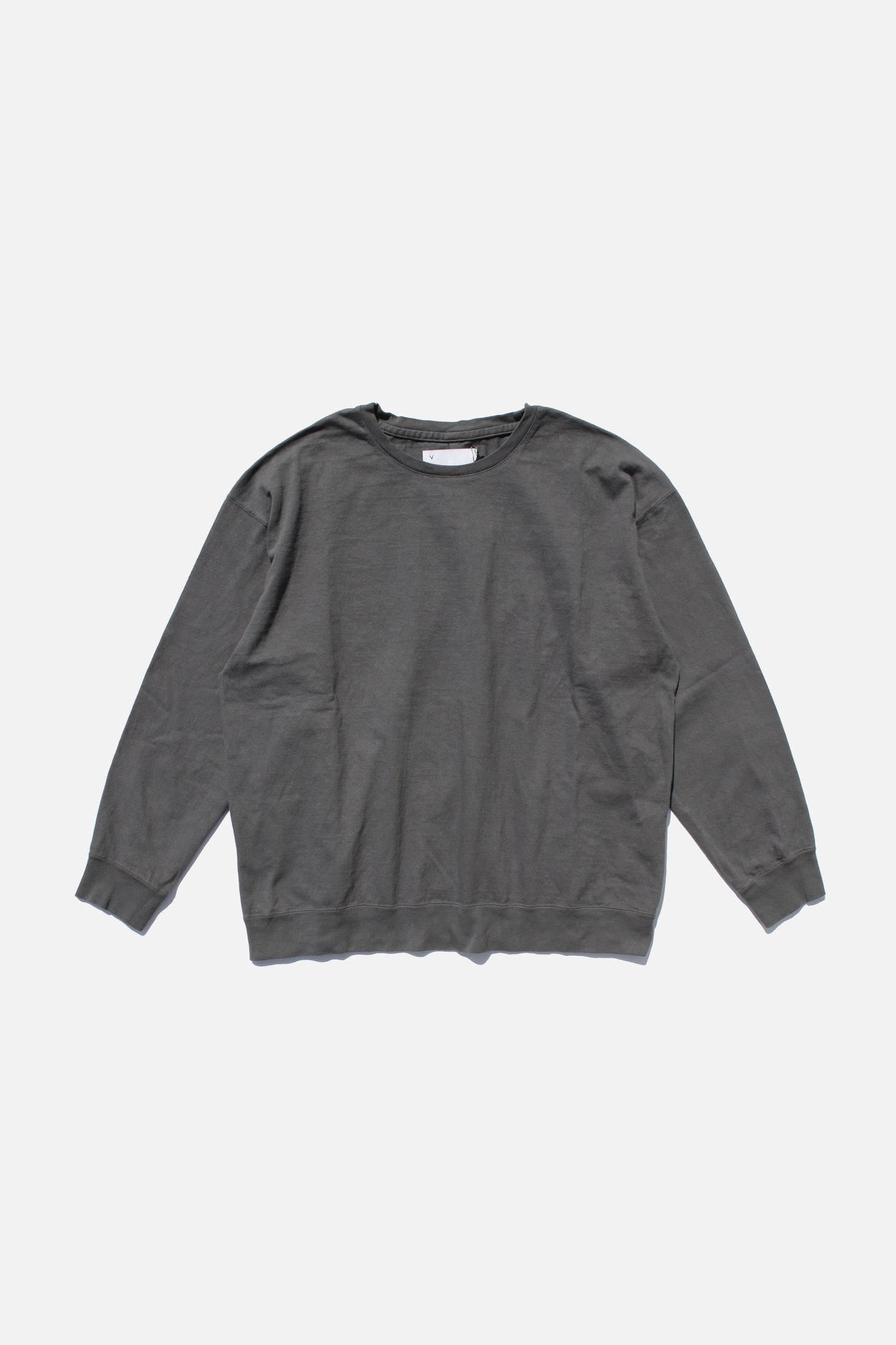VOAAOV HEAVY JERSEY GARMENT DYE CREW NECK PULLOVER - CHARCOAL