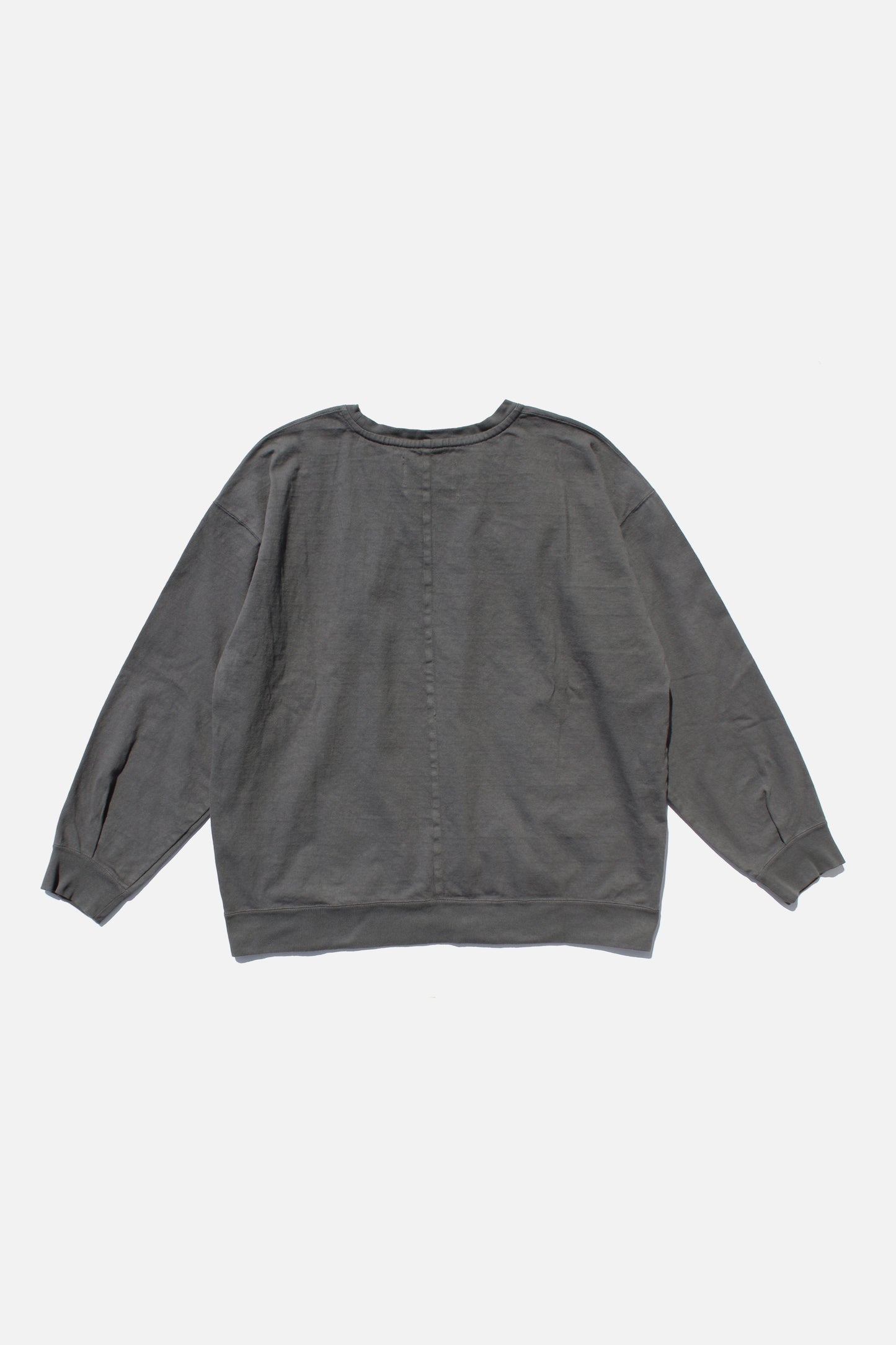 VOAAOV HEAVY JERSEY GARMENT DYE CREW NECK PULLOVER - CHARCOAL