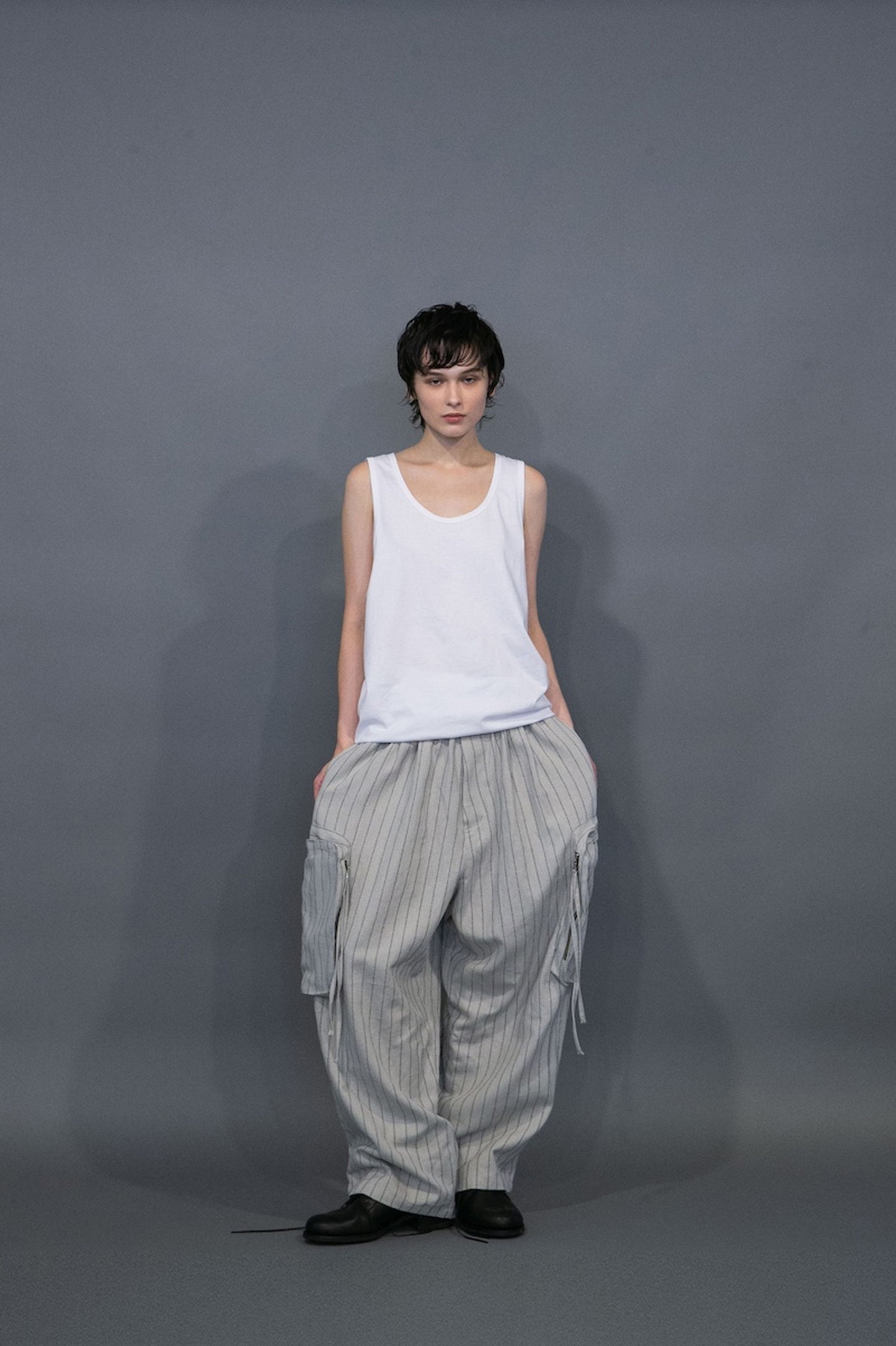MY BEAUTIFUL LANDLET DOBBYSTRIPE HERRINGBONE CARGO PANTS