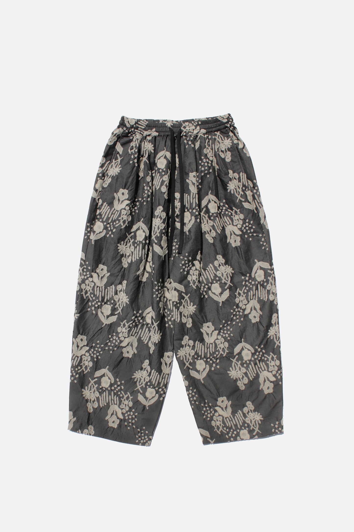 MY BEAUTIFUL LANDLET ORIGINAL FLOWER JACQUARD EASY PANTS - BLACK