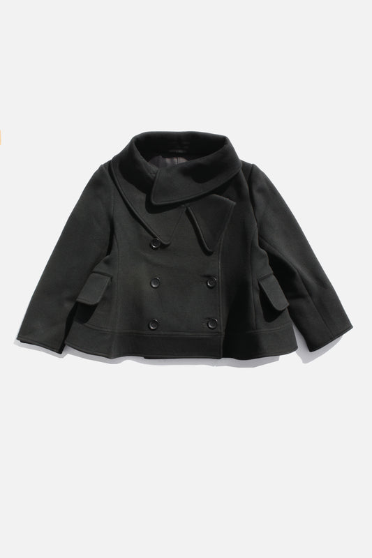 Yohji Yamamoto FEMME WOOL CASHMERE SHORT COAT BLACK