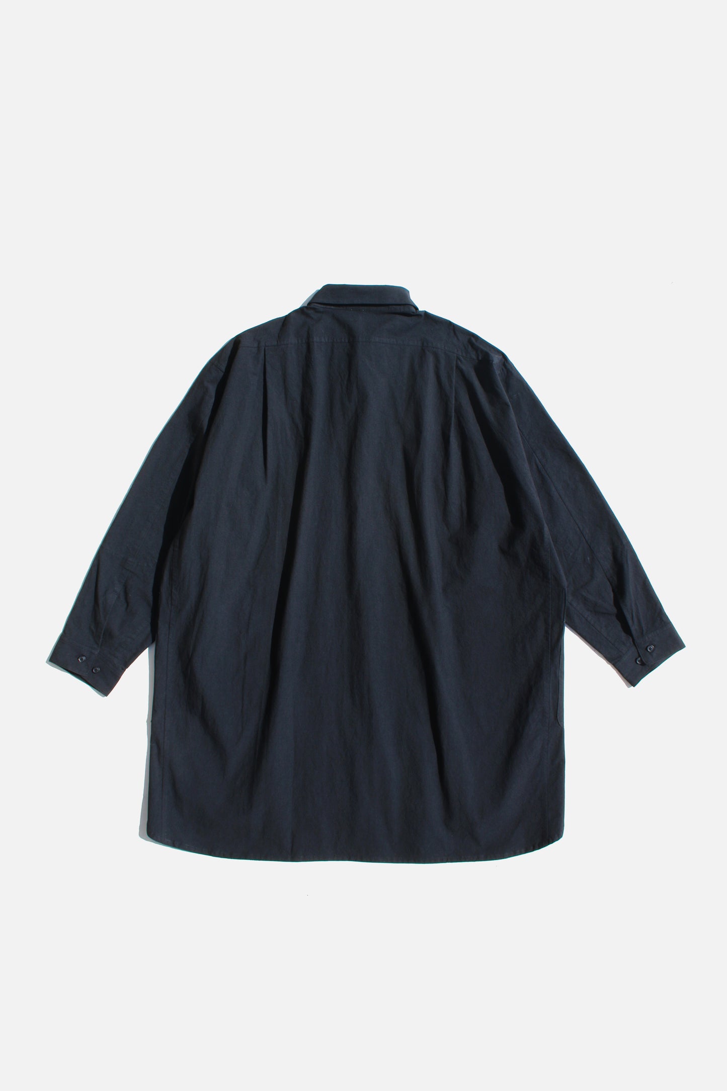 O PROJECT WASHED DENSE CLOTH LONG SHIRT - BLACK