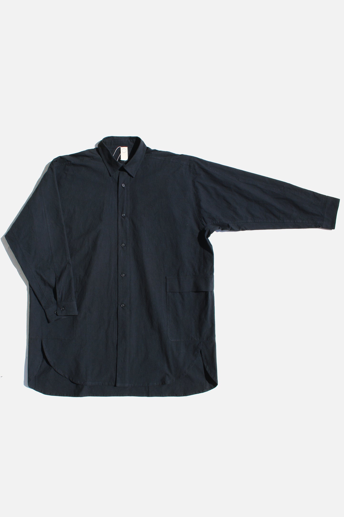 O PROJECT WASHED DENSE CLOTH LONG SHIRT - BLACK