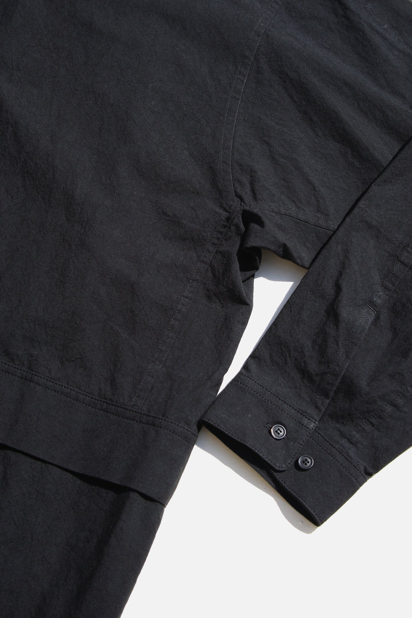 O PROJECT WASHED DENSE CLOTH LONG SHIRT - BLACK