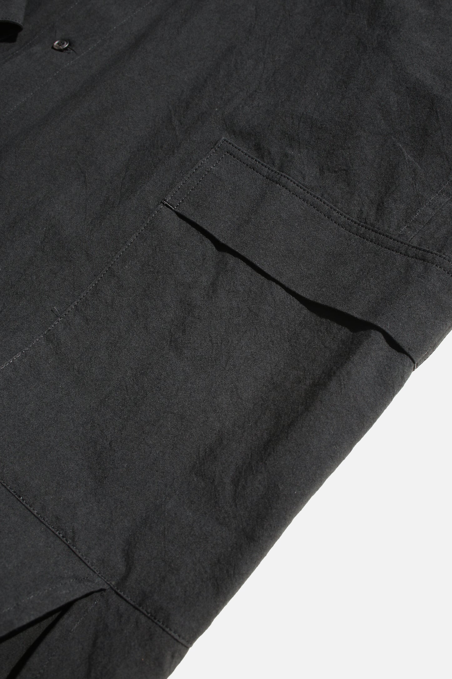 O PROJECT WASHED DENSE CLOTH LONG SHIRT - BLACK