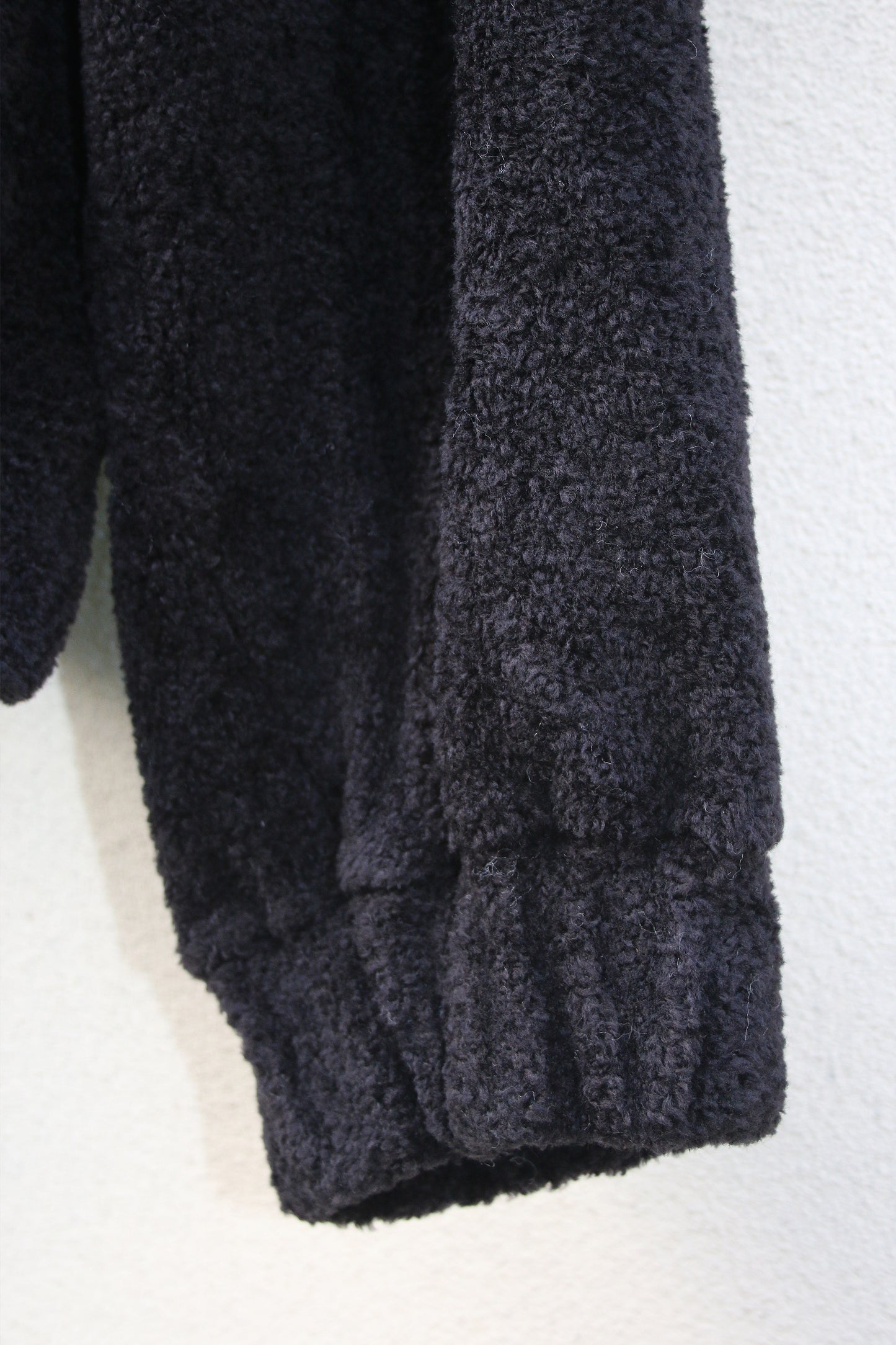 MY BEAUTIFUL LANDLET PILE FABRIC HALF ZIP SWEATER - BLACK
