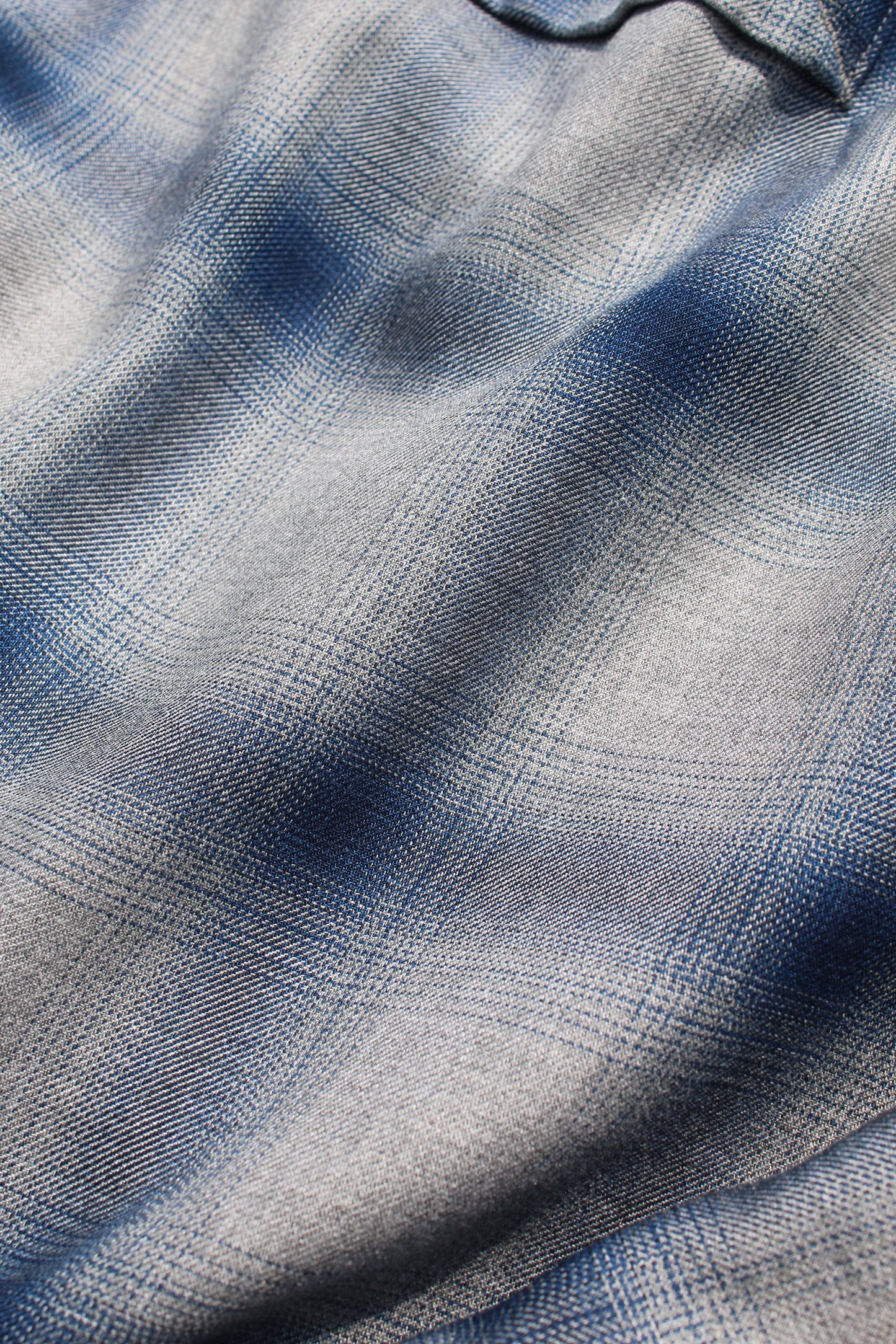 ESSAY SHADOW CHECK OPEN COLLAR SHIRT - BLUE CHECK