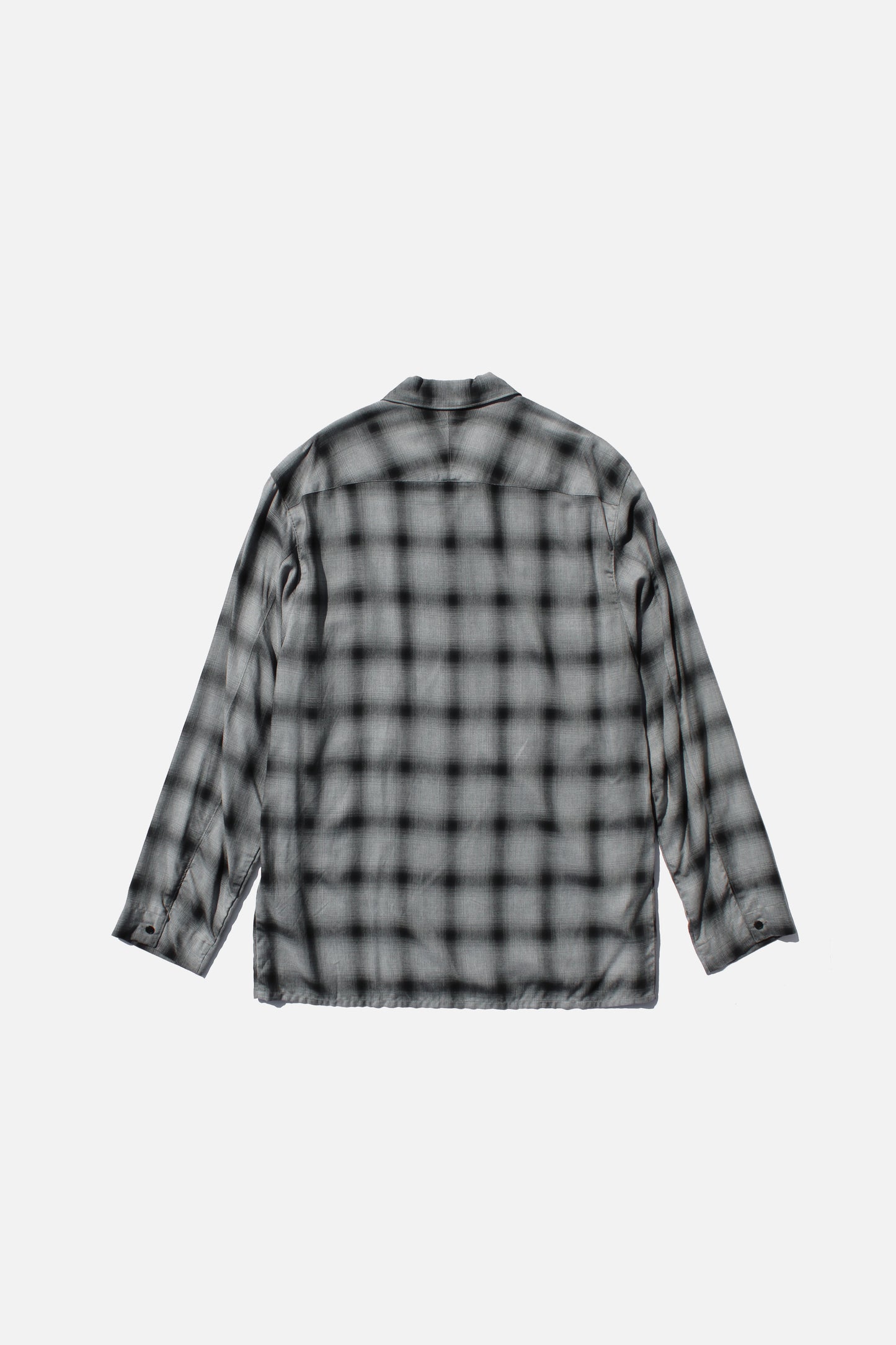 ESSAY SHADOW CHECK OPEN COLLAR SHIRT - GREY CHECK