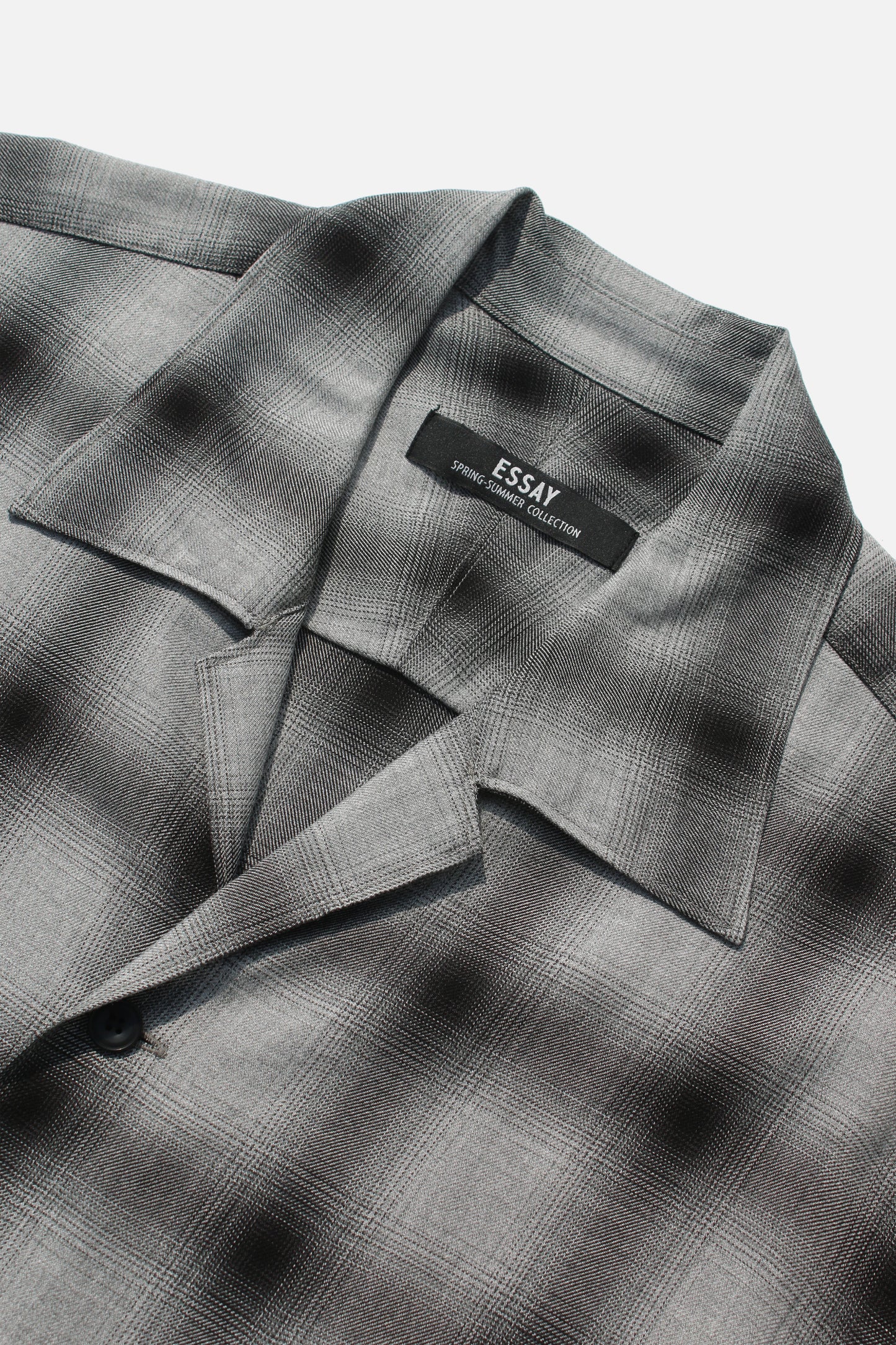 ESSAY SHADOW CHECK OPEN COLLAR SHIRT - GREY CHECK
