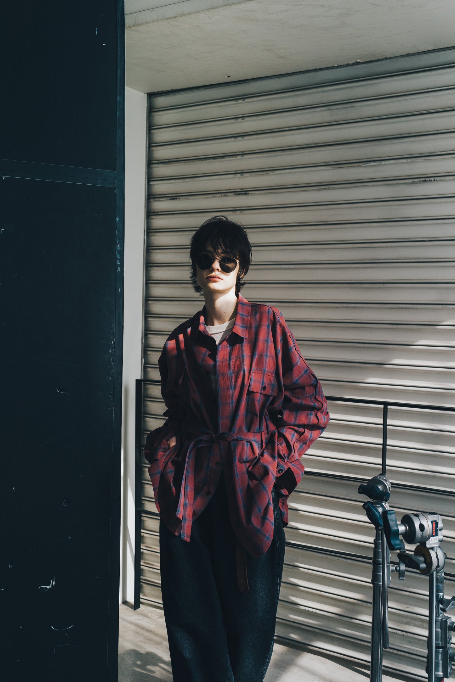 ESSAY DRAPE SHIRT - RED CHECK