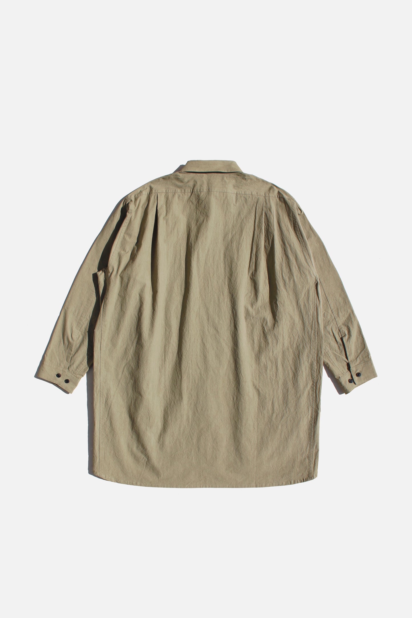 O PROJECT WASHED DENSE CLOTH LONG SHIRT - KHAKI BEIGE