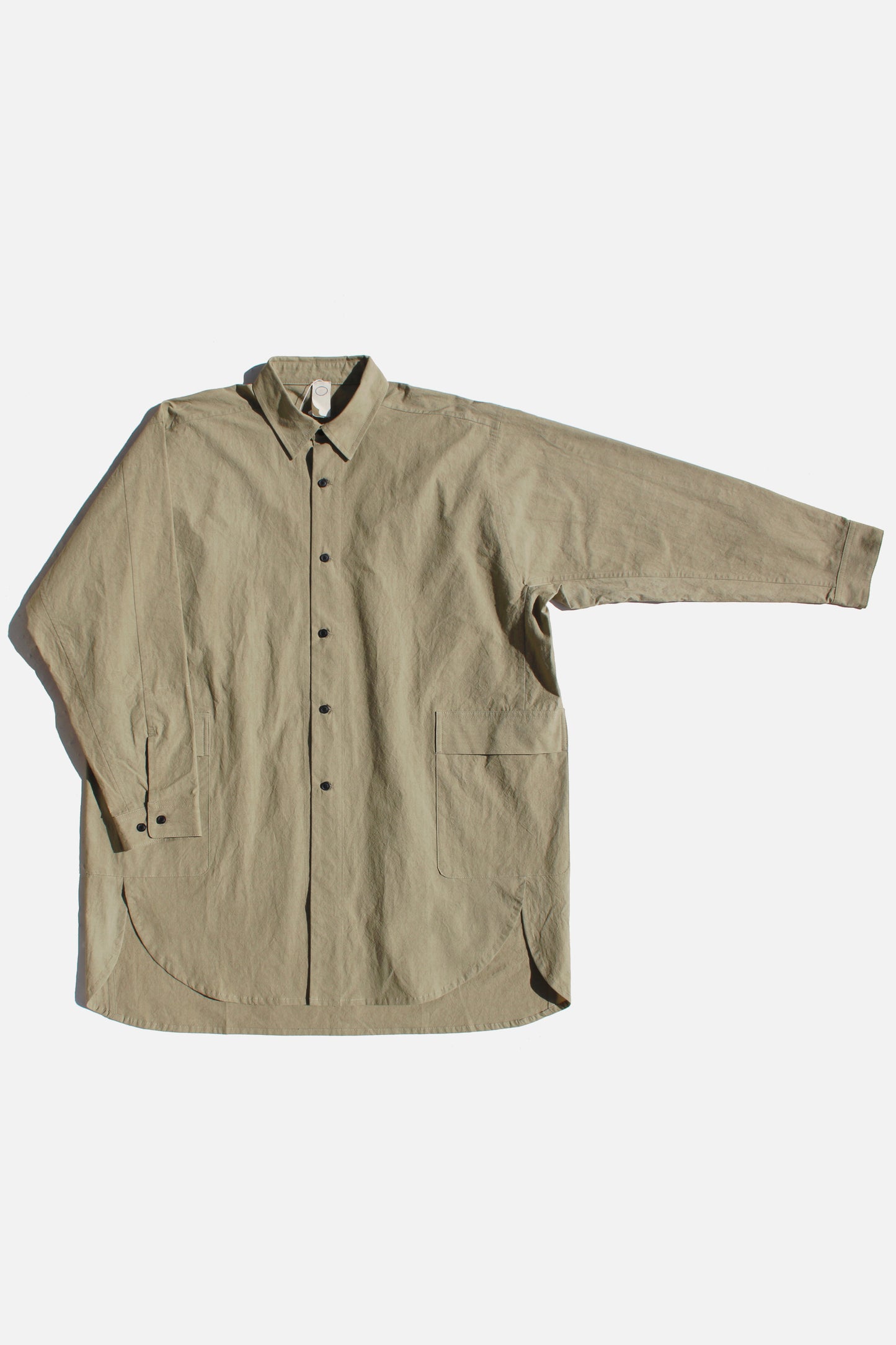 O PROJECT WASHED DENSE CLOTH LONG SHIRT - KHAKI BEIGE