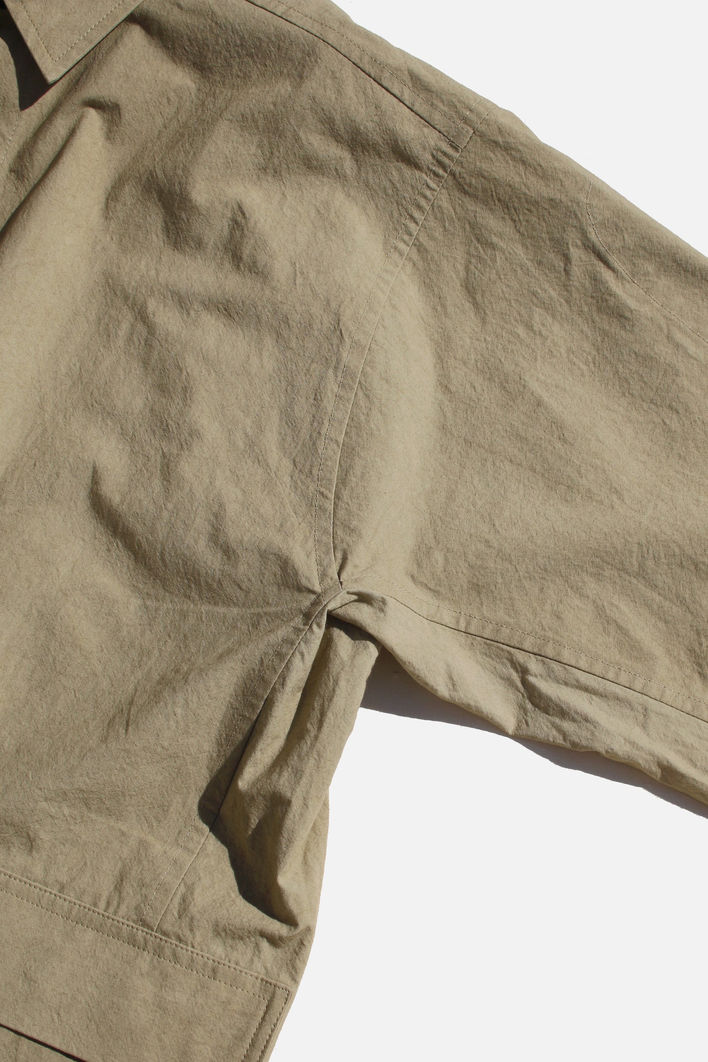 O PROJECT WASHED DENSE CLOTH LONG SHIRT - KHAKI BEIGE