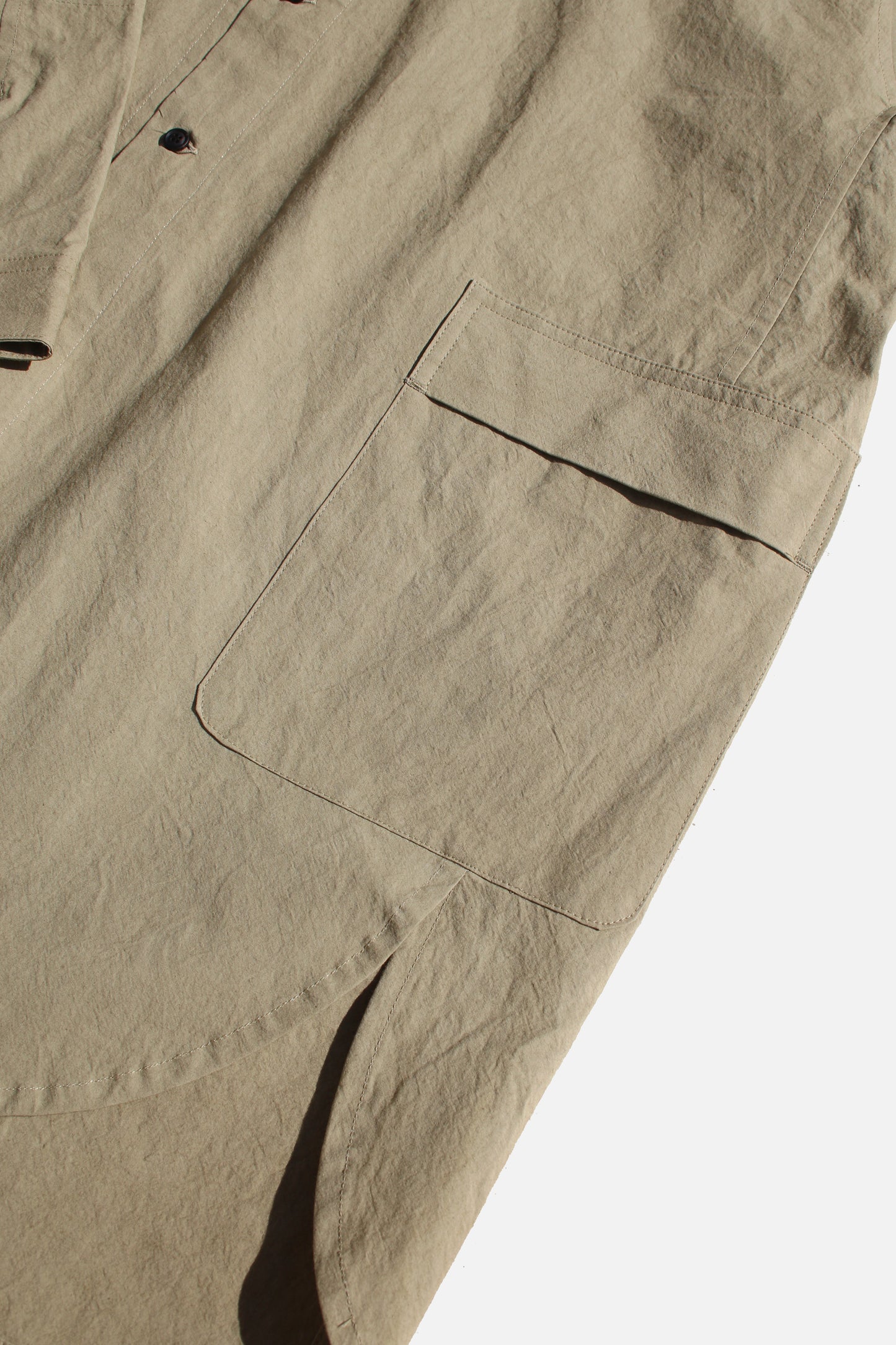 O PROJECT WASHED DENSE CLOTH LONG SHIRT - KHAKI BEIGE