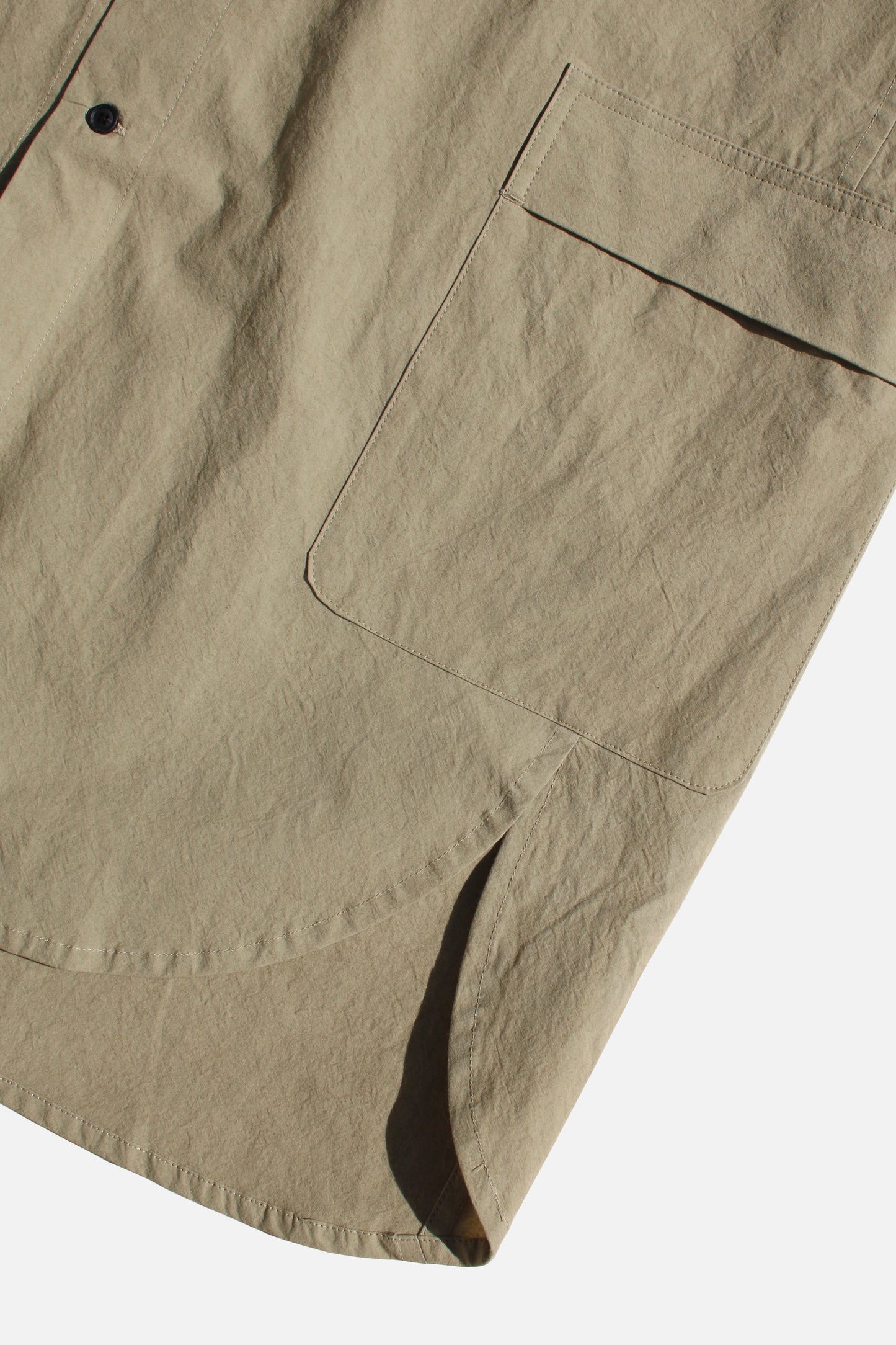 O PROJECT WASHED DENSE CLOTH LONG SHIRT - KHAKI BEIGE