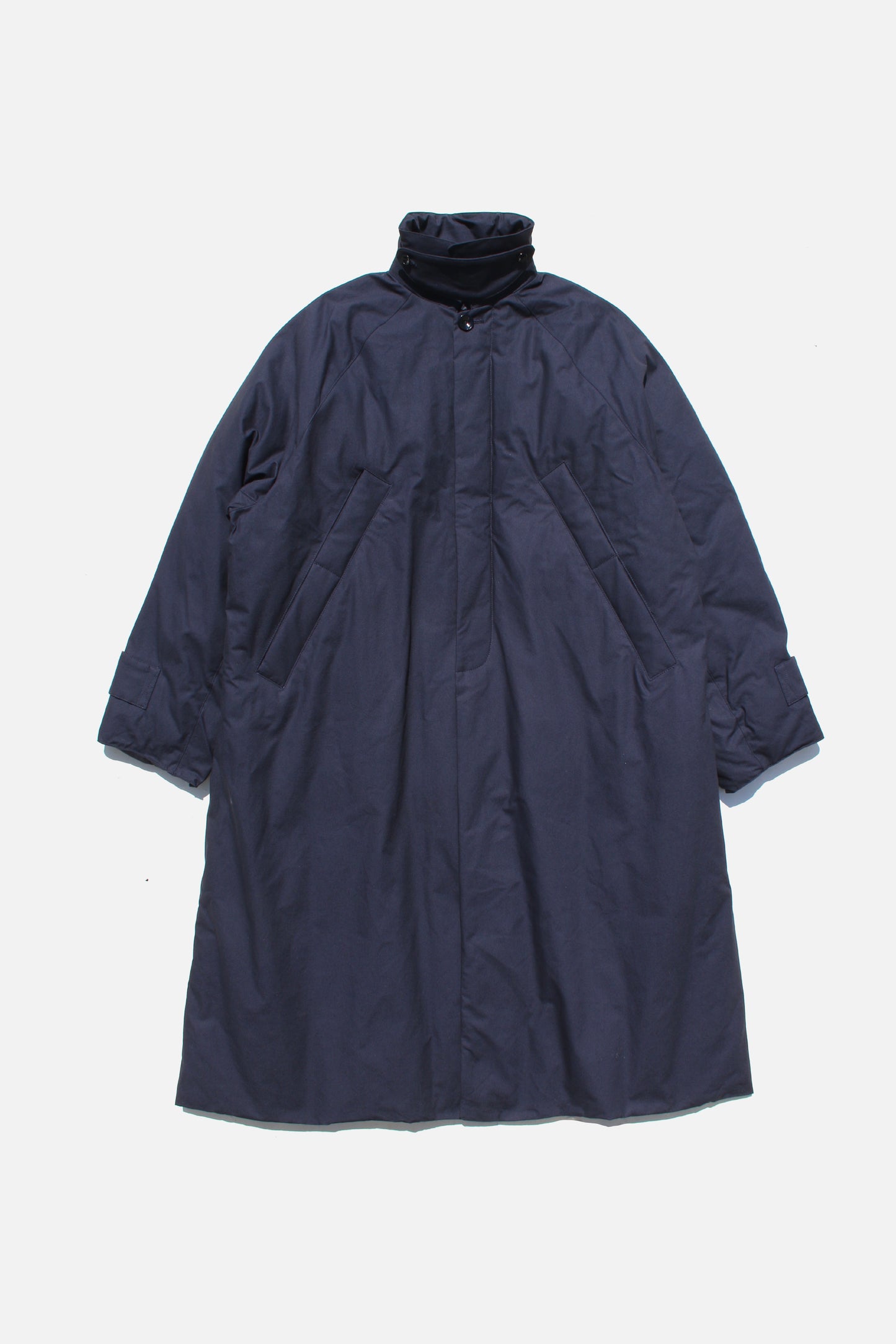 MY BEAUTIFUL LANDLET ANTIQUE FINISH COTTON KAWADA DOWN LONG COAT - NAVY