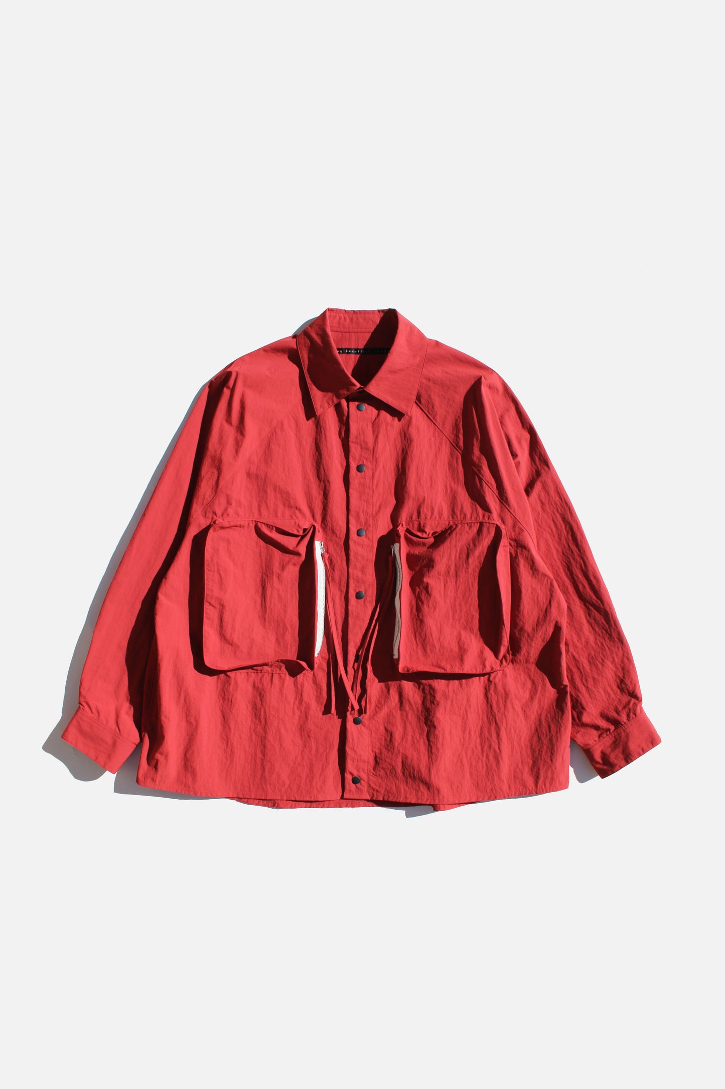 MY BEAUTIFUL LANDLET NYLON TAFFETA BIG POCKET SHIRT - RED