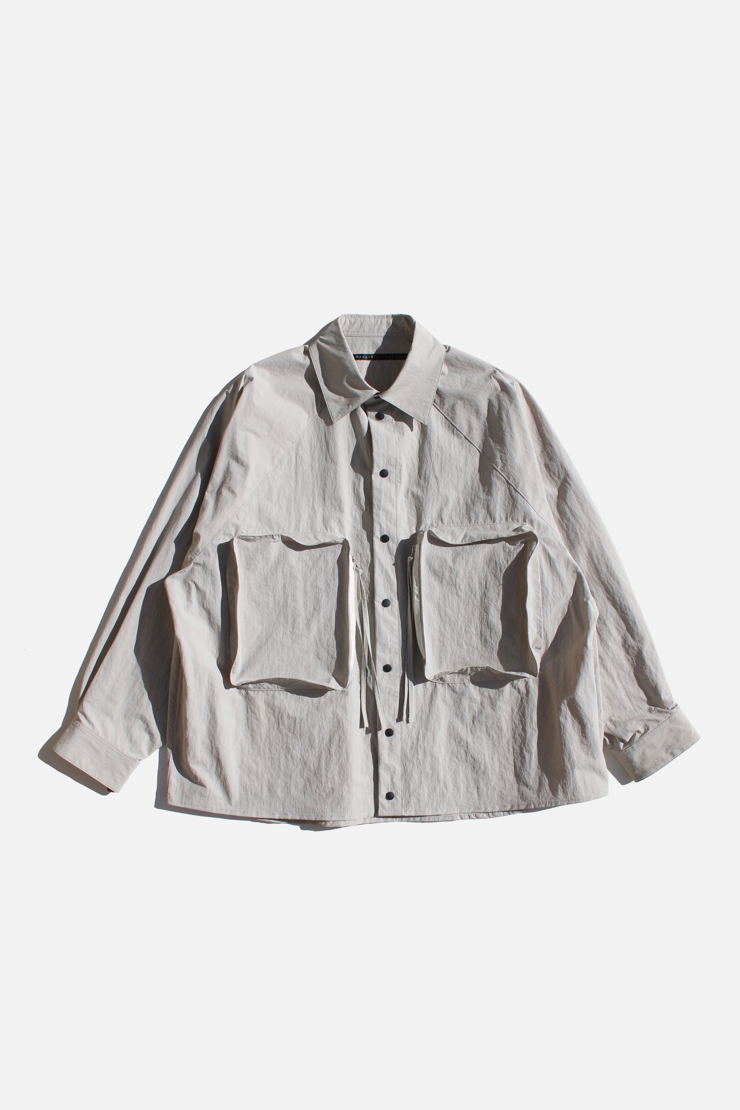 MY BEAUTIFUL LANDLET NYLON TAFFETA BIG POCKET SHIRT - LIGHT GRAY