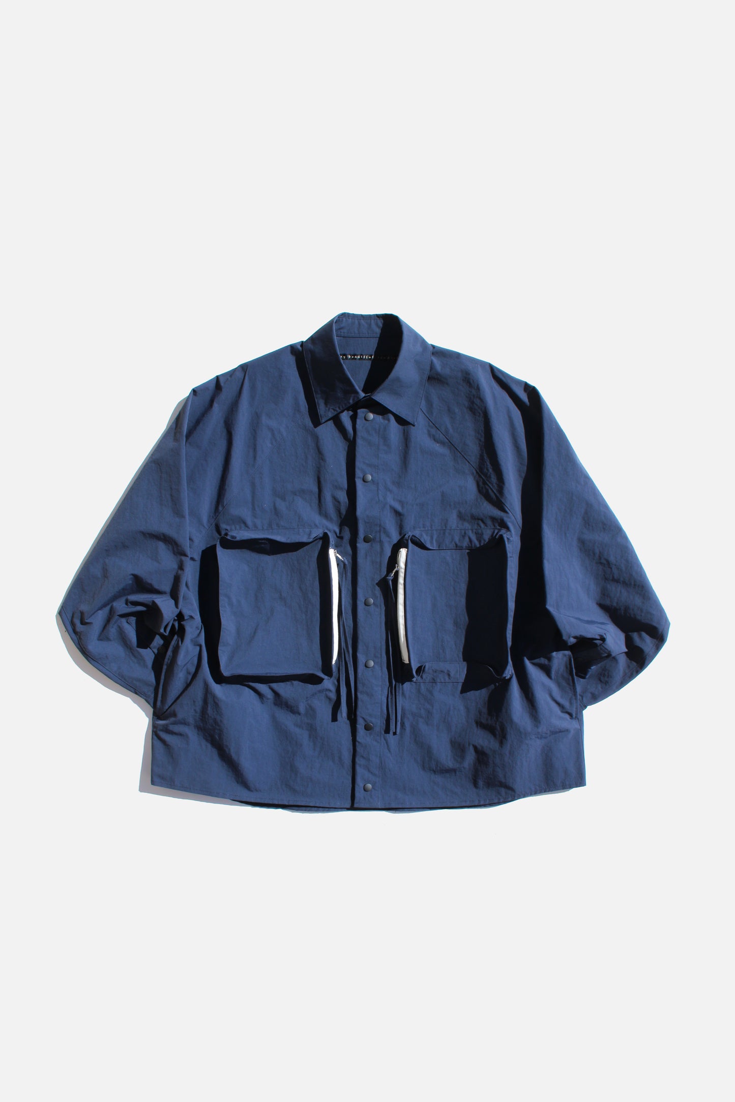 MY BEAUTIFUL LANDLET NYLON TAFFETA BIG POCKET SHIRT - NAVY