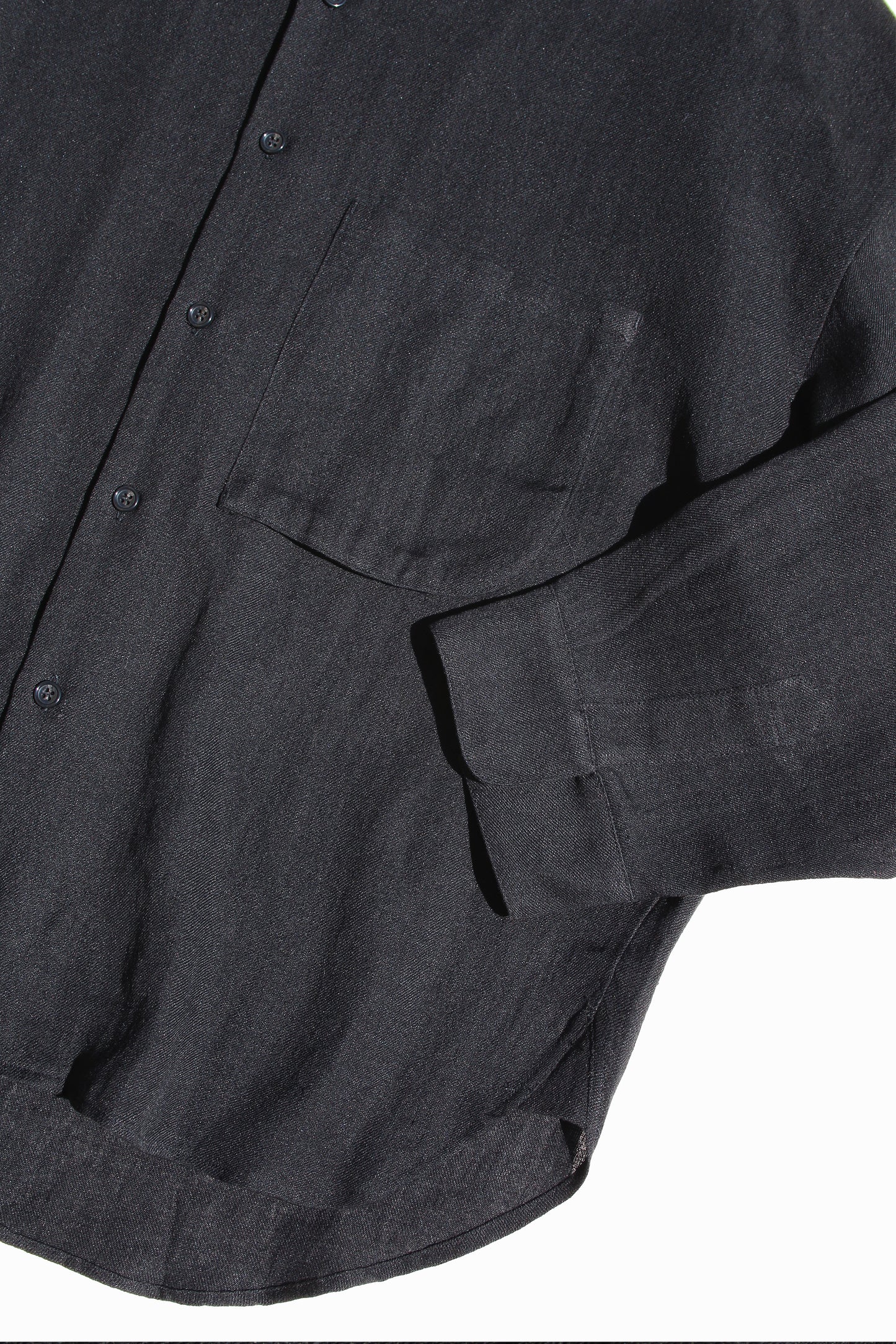 MY BEAUTIFUL LANDLET BISHU JAPAN LINEN SHIRT - BLACK
