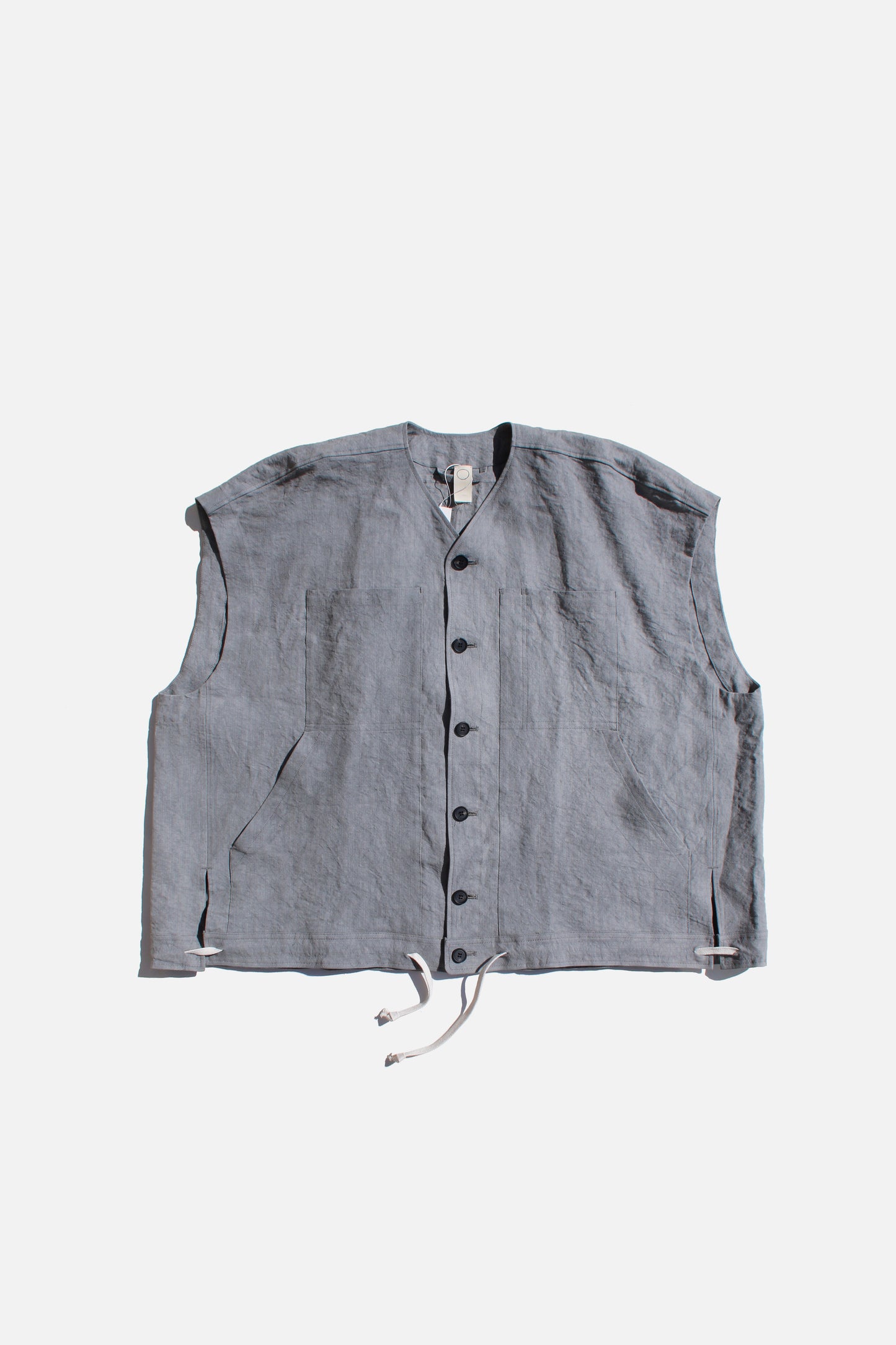 O PROJECT LINEN WASHI CLOTH BODY WARMER - LIGHT SUMI
