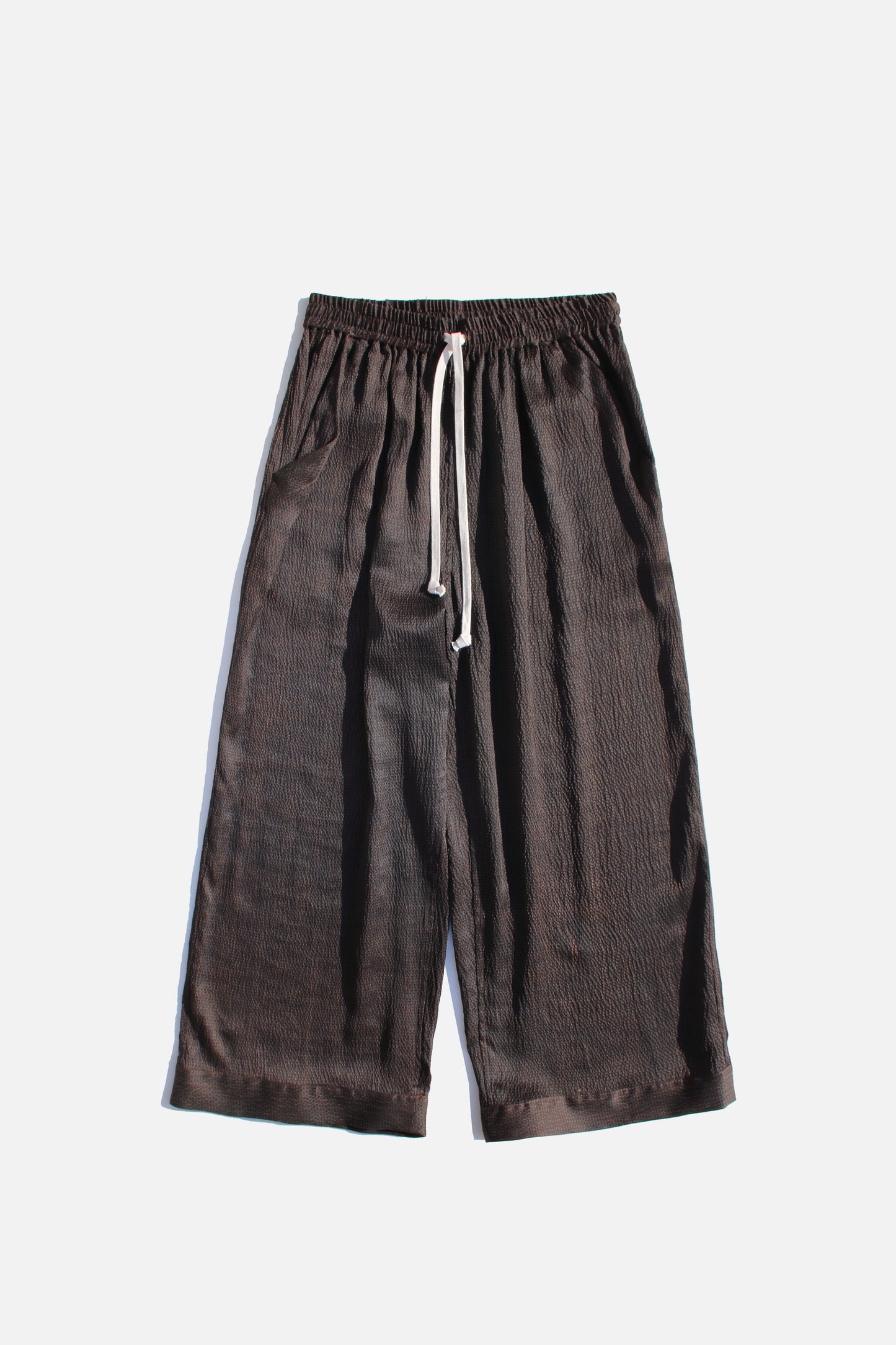 O PROJECT SILK SEERSUCKER WIDE PANTS