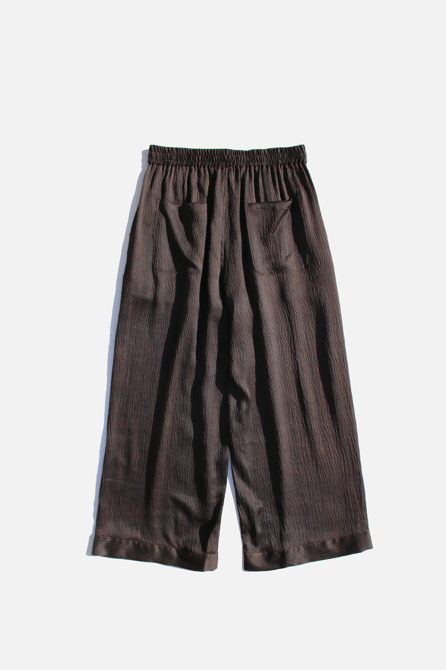 O PROJECT SILK SEERSUCKER WIDE PANTS