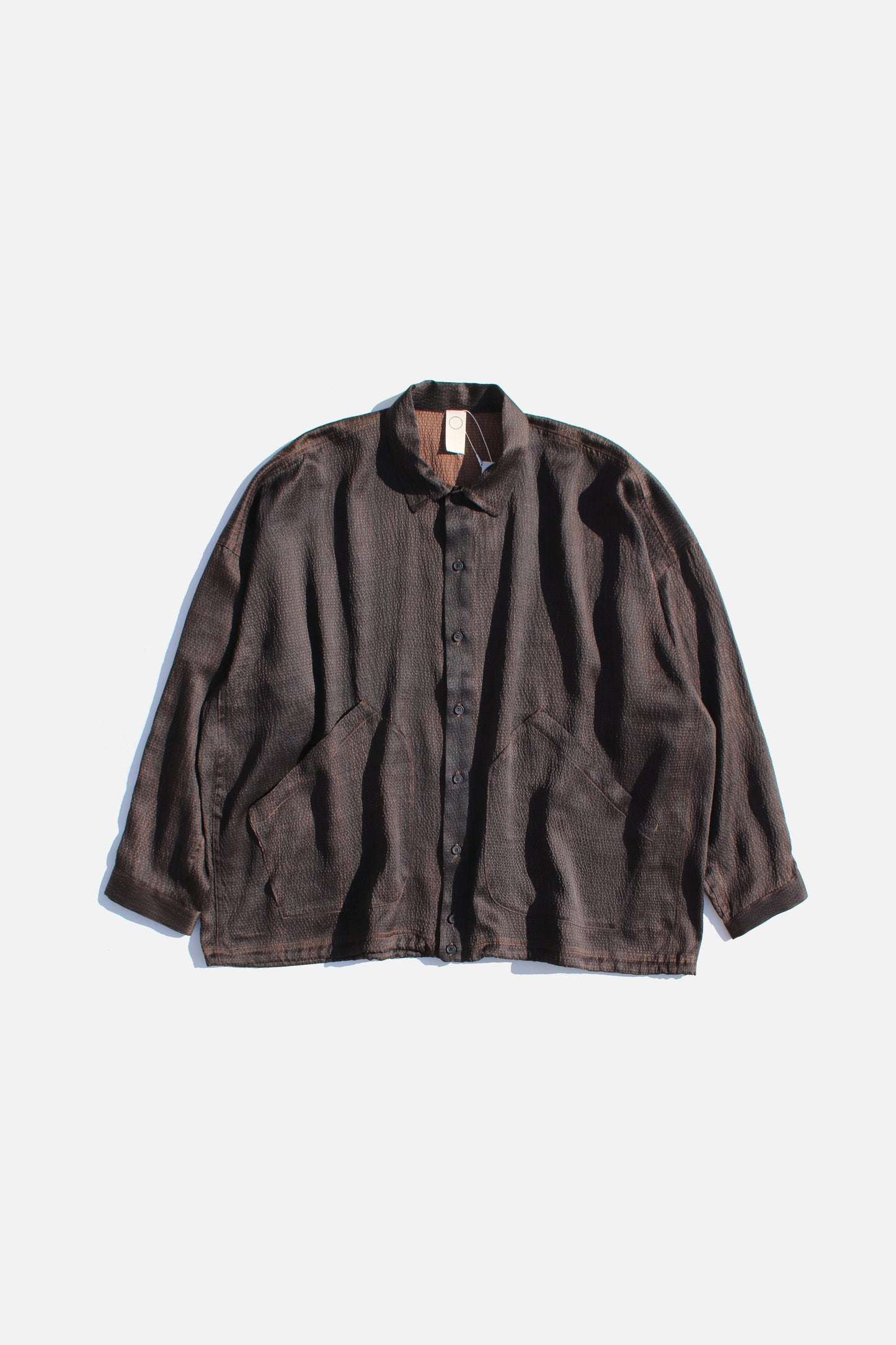 O PROJECT SILK SEERSUCKER BALLOON SHIRT