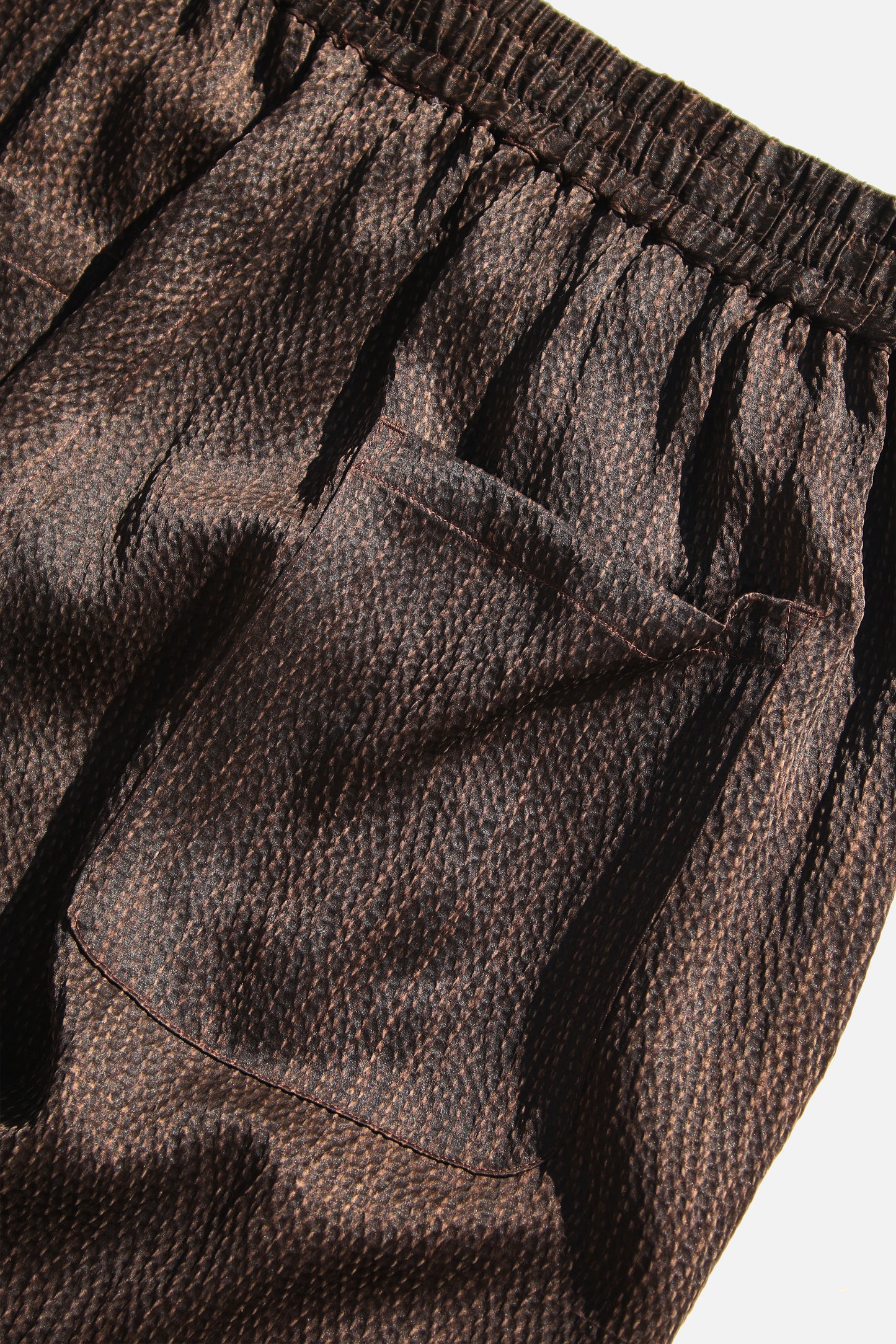 O PROJECT SILK SEERSUCKER WIDE PANTS