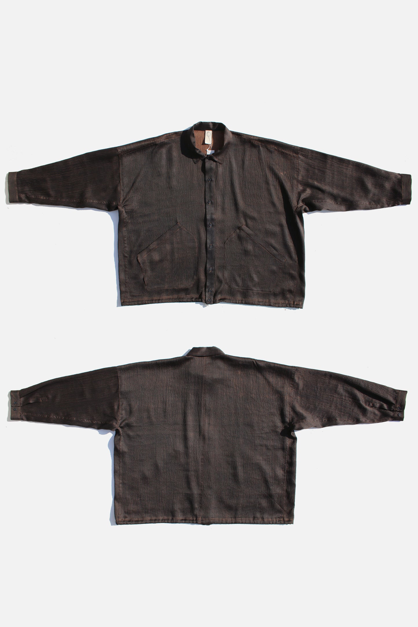 O PROJECT SILK SEERSUCKER BALLOON SHIRT