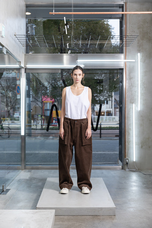 VOAAOV CORDUROY WIDE PANTS