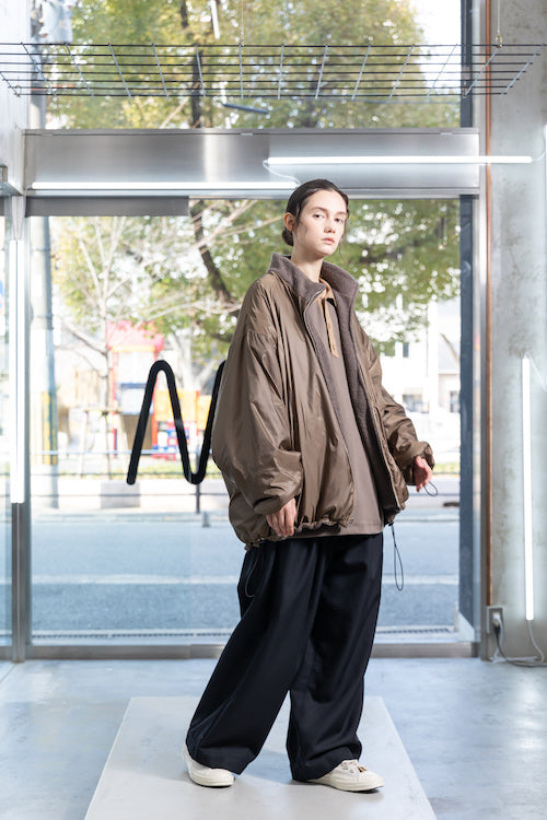 VOAAOV BISHU ANGORA PILE JERSEY REVERSIBLE BOA JACKET - BROWN
