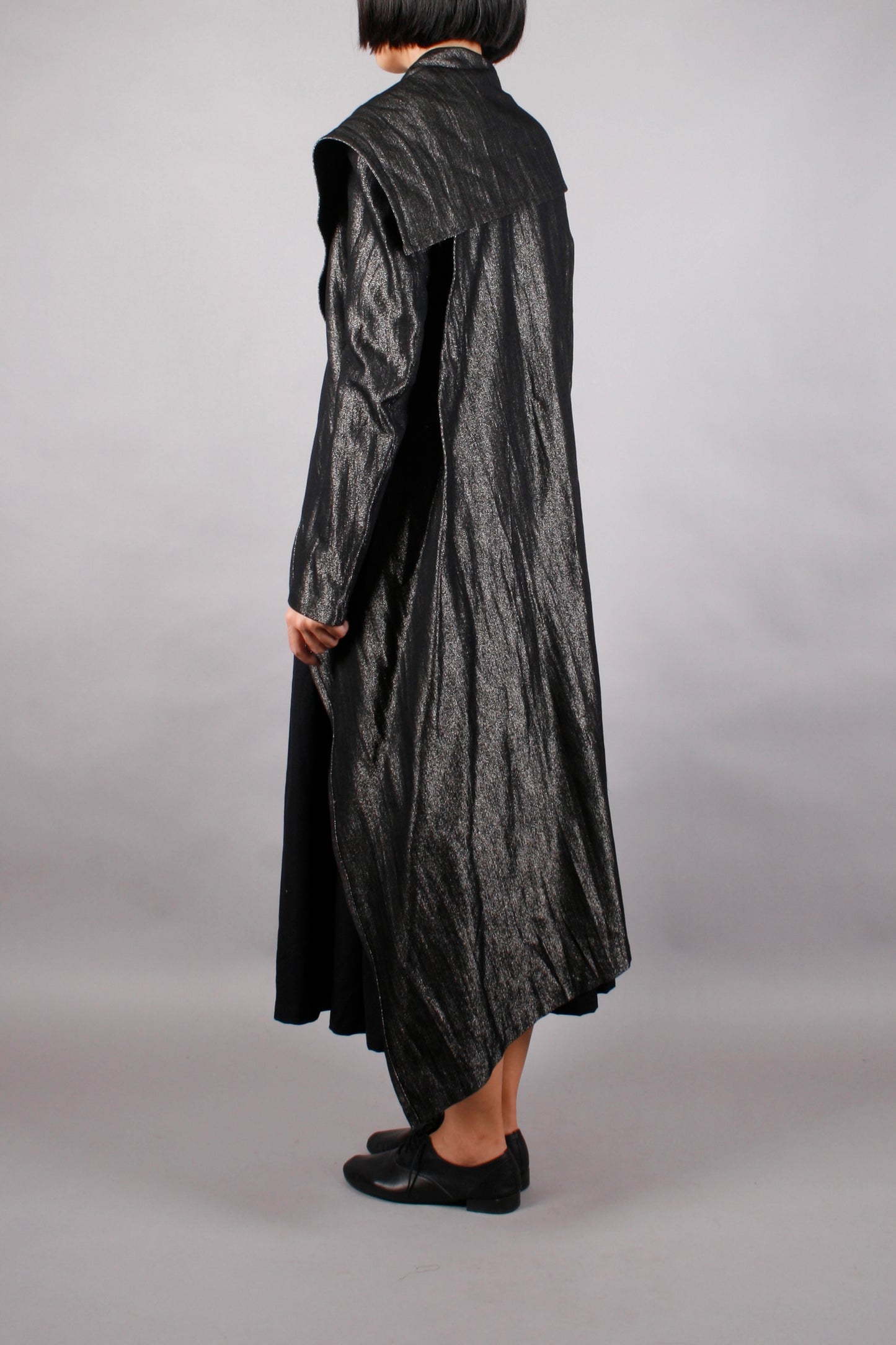 Yohji Yamamoto FEMME ASYMMETRICAL COAT SILVER GREY