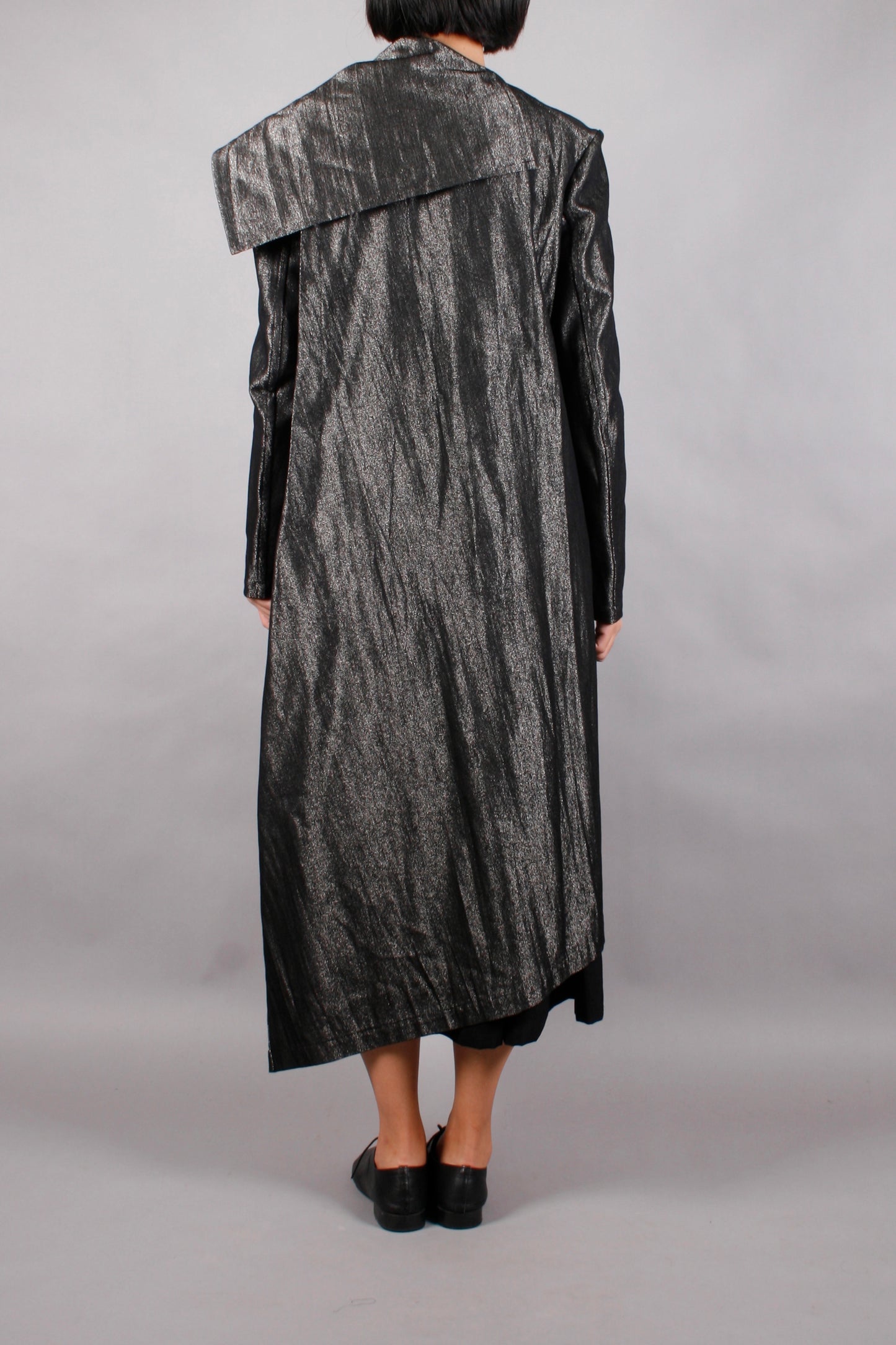Yohji Yamamoto FEMME ASYMMETRICAL COAT SILVER GREY