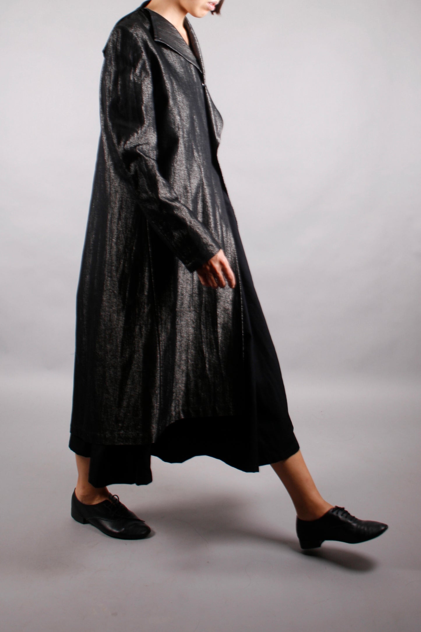 Yohji Yamamoto FEMME ASYMMETRICAL COAT SILVER GREY