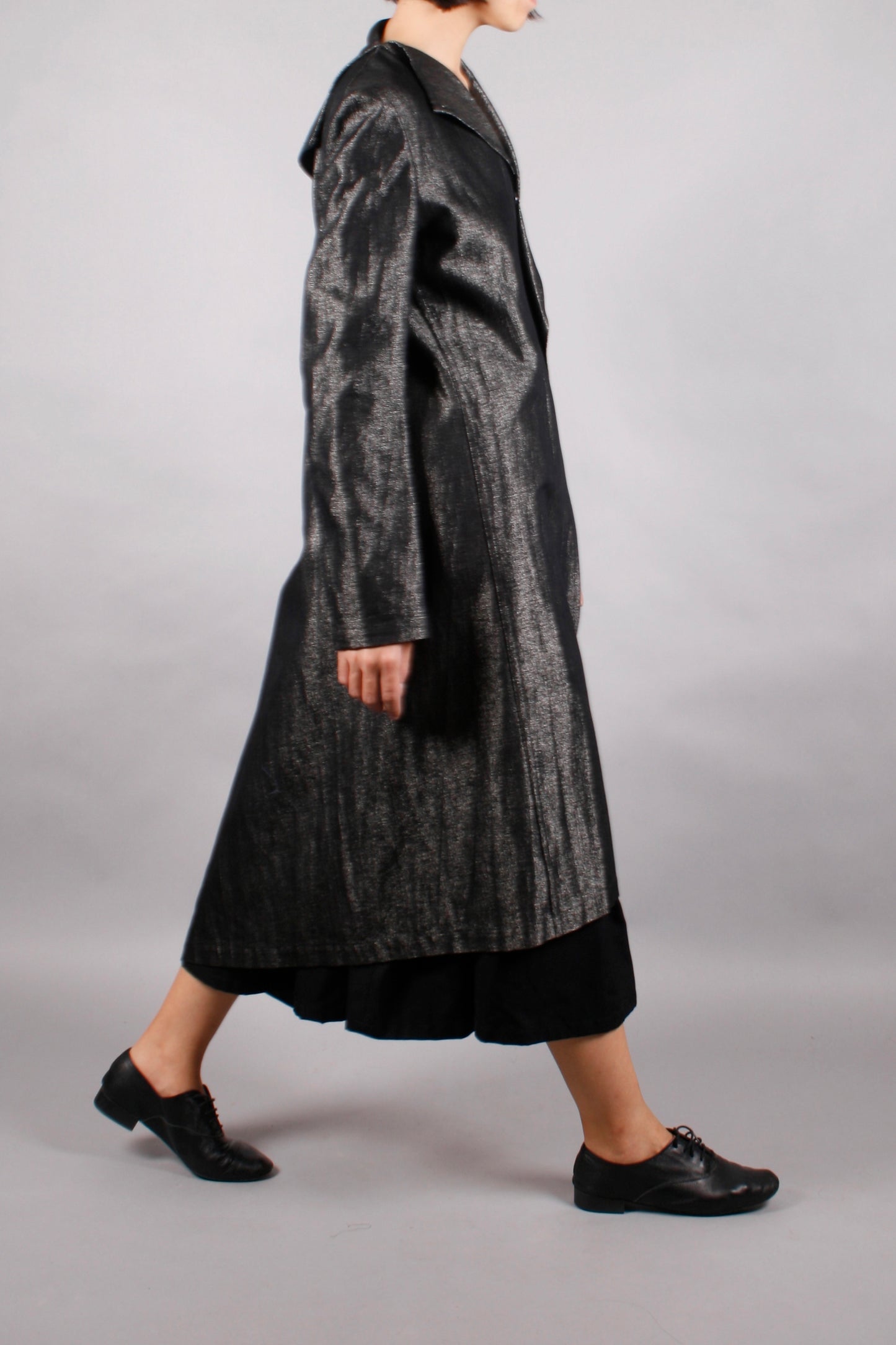 Yohji Yamamoto FEMME ASYMMETRICAL COAT SILVER GREY