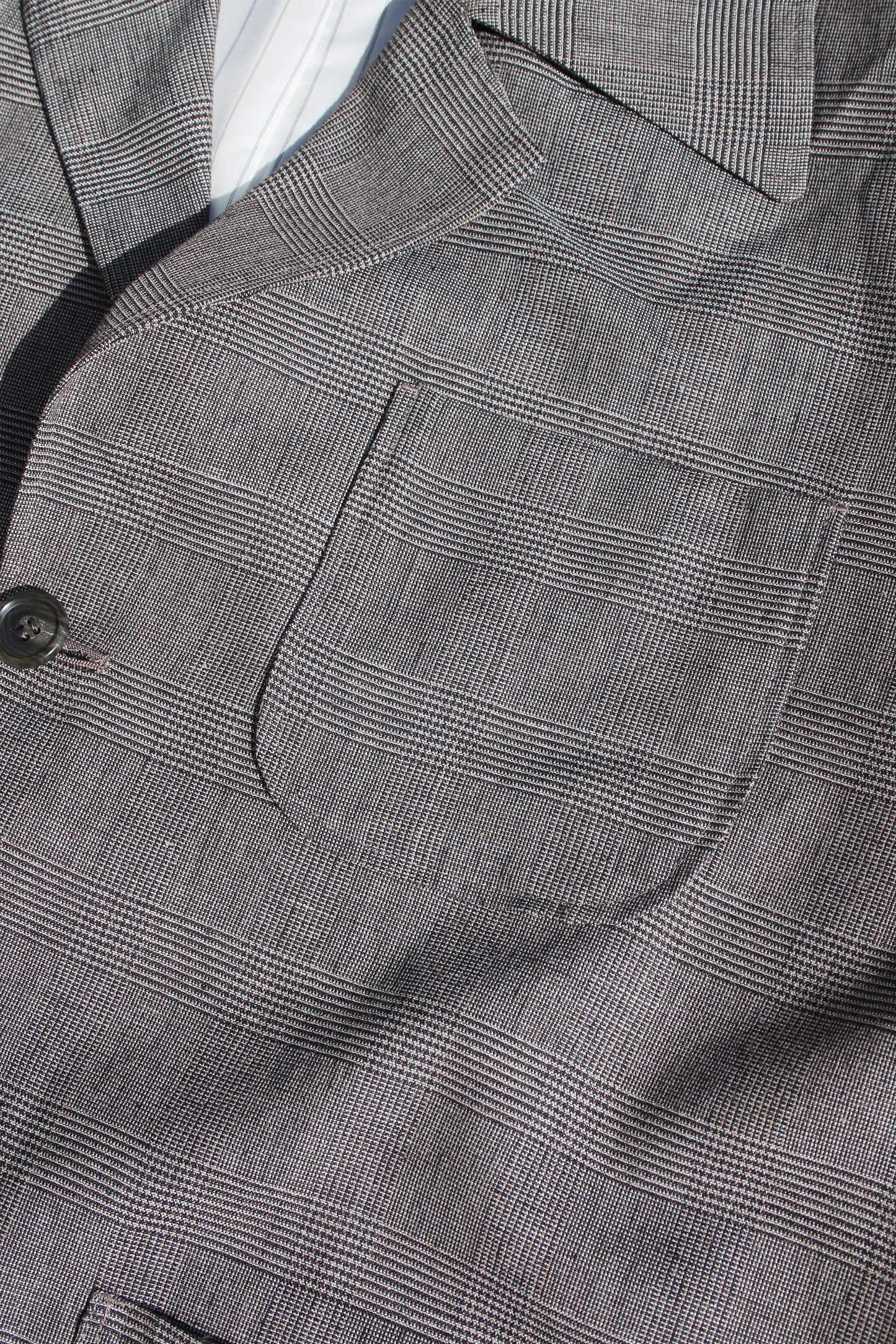 VOAAOV BISHU LINEN x POLYESTER BLENDED YARN GLENCHECK JACKET - BEIGE/CHECK